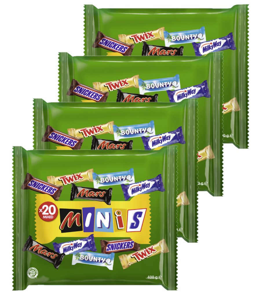 Mars GmbH Süßigkeit Mixed Minis 4x400g, 1600g, Snickers, Twix, Mars, Bounty, Milky Way