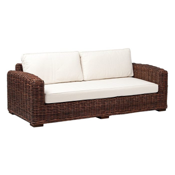 LebensWohnArt Sofa Lounge Sofa LIVING Rattan Natural Brown ca. L200cm CN9622