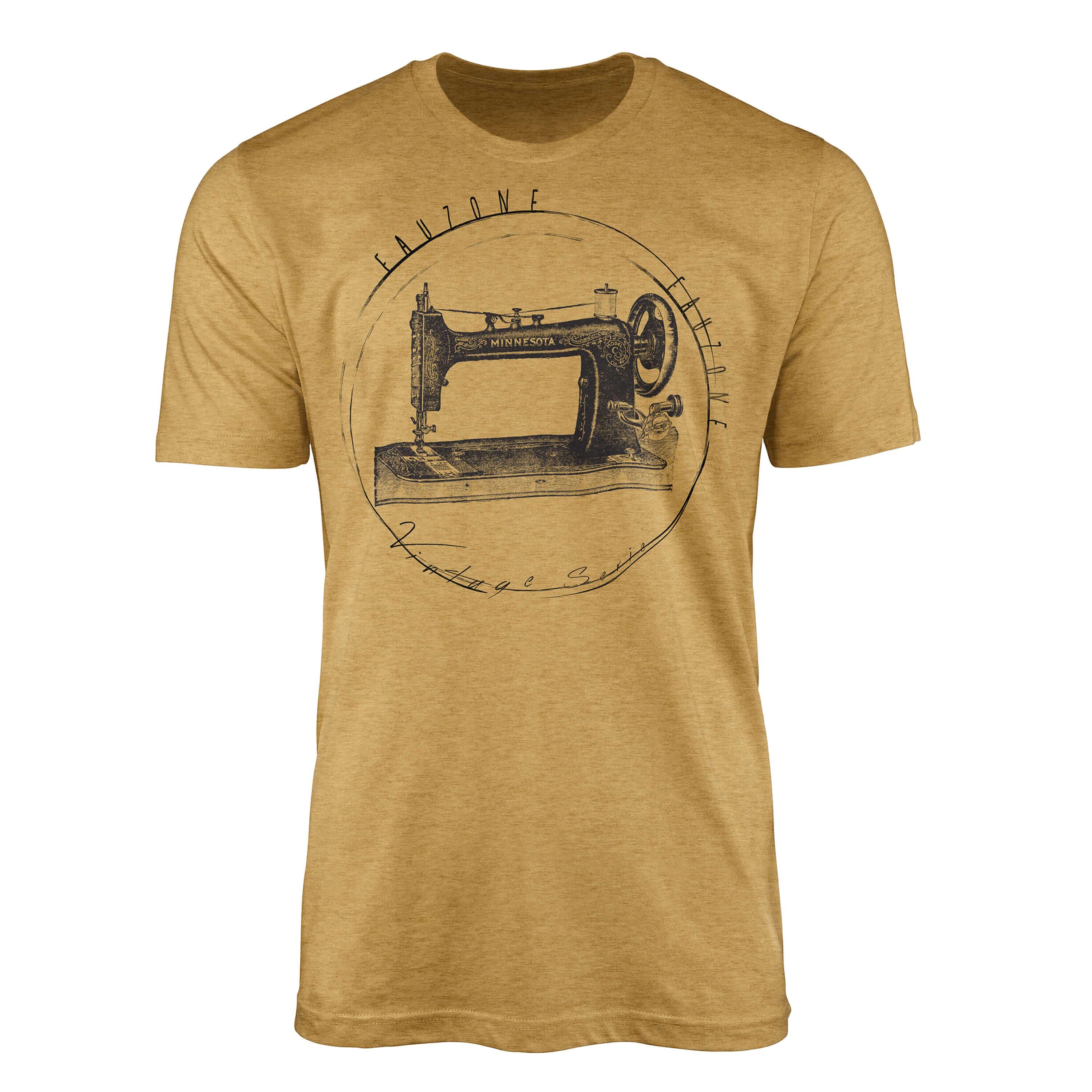 Sinus Art T-Shirt Vintage Herren T-Shirt Nähmaschine Antique Gold