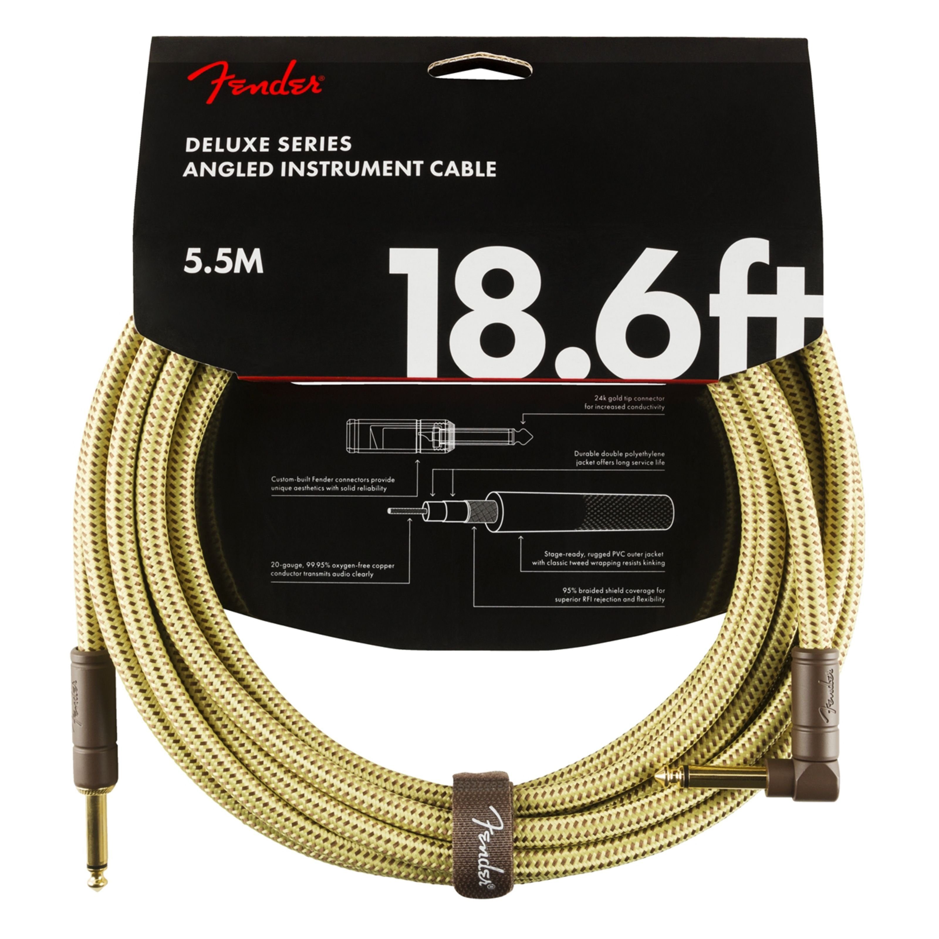 Fender Инструментальный кабель, Deluxe Tweed Instrument Cable 5,5 m - Инструментальный кабель