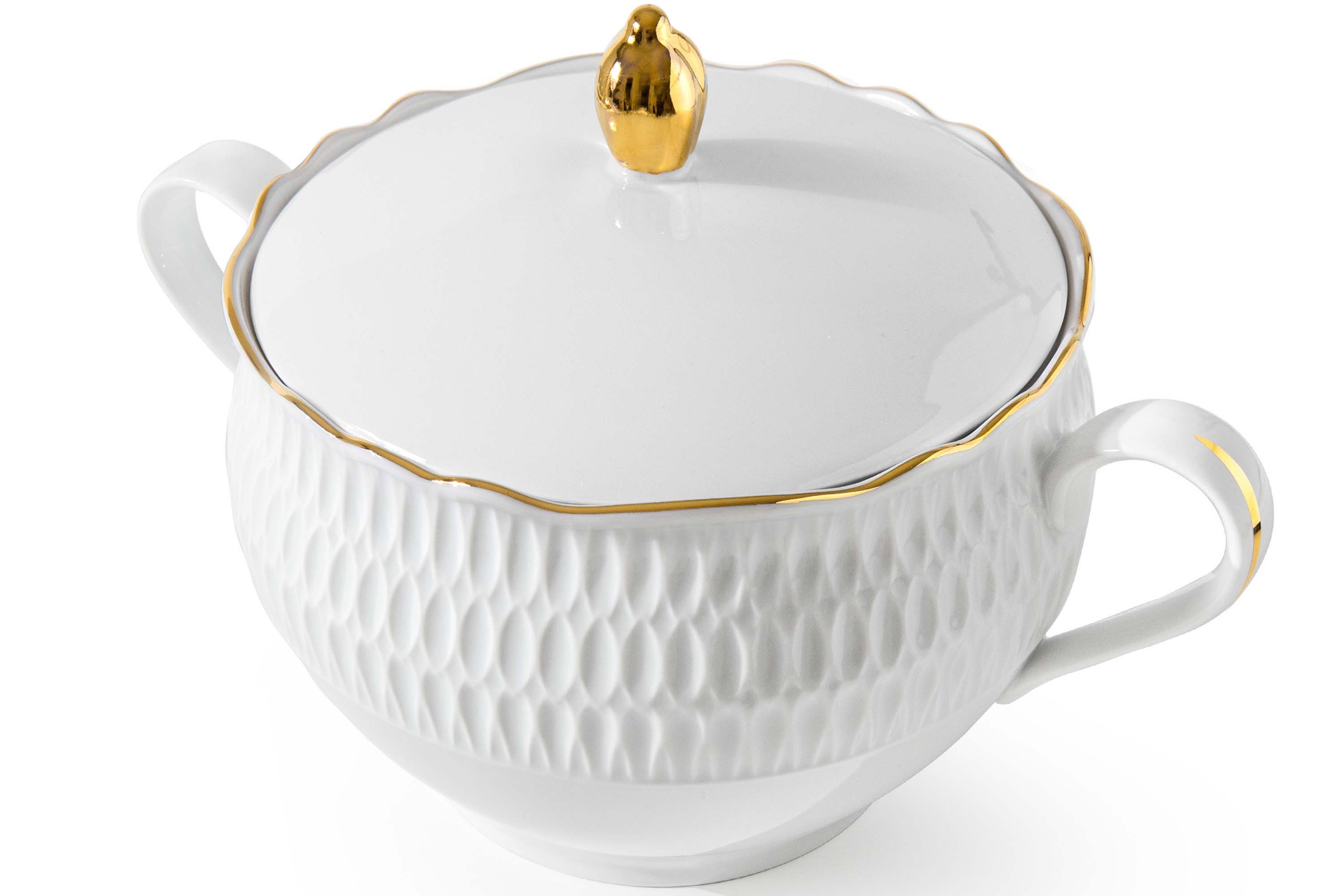 KONSIMO® Suppenschüssel CMIELOW SOFIA Suppenschüssel, Suppenterrine, Porzellan, Hochwertiges Premium-Porzellan, in echtem Gold bemalt