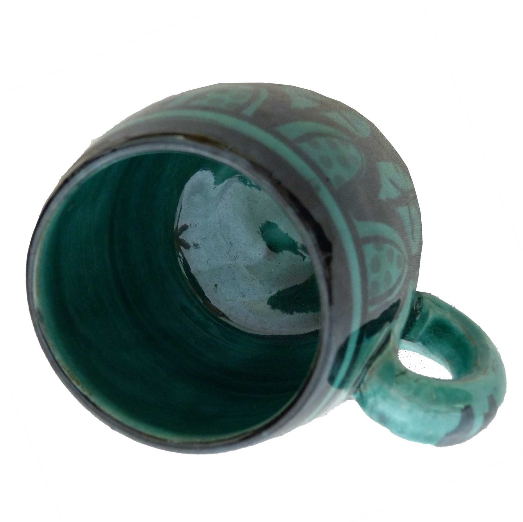 Tasse Tasse handbemalt, marokkanische Klein Keramik SIMANDRA Keramik Grün Bemalung