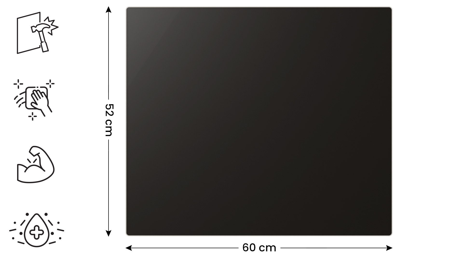 ALLboards Schneidebrett Glas Herdabdeckplatte Schneidebrett 52×60 cm Arbeitsplatte