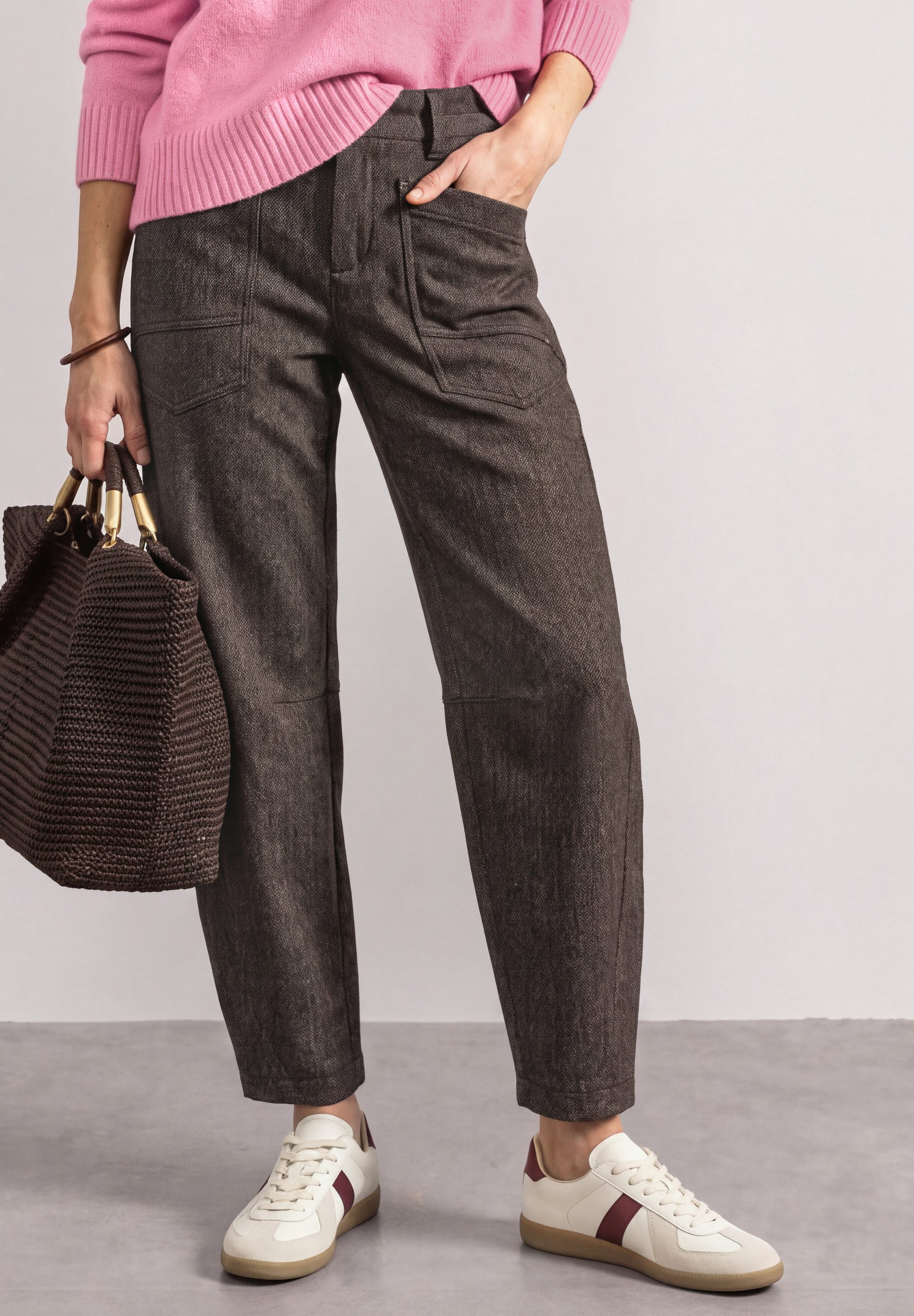STREET ONE Stoffhose Sytel Karlie mit Barrel Legs / Fishbone Muster