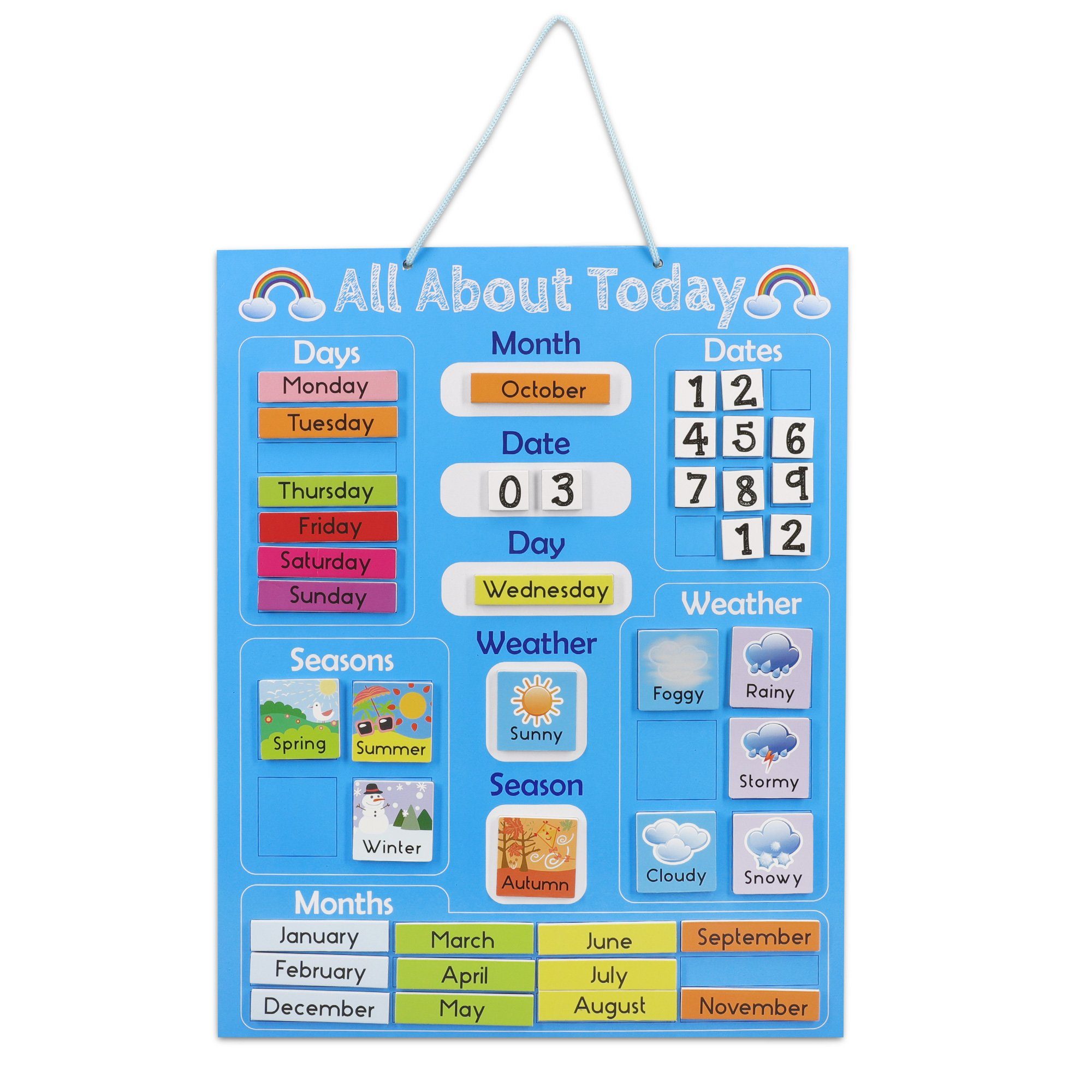 Magnettafel Kalender Tafel für Kinder - Jahreszeiten Uhr - magnetisch