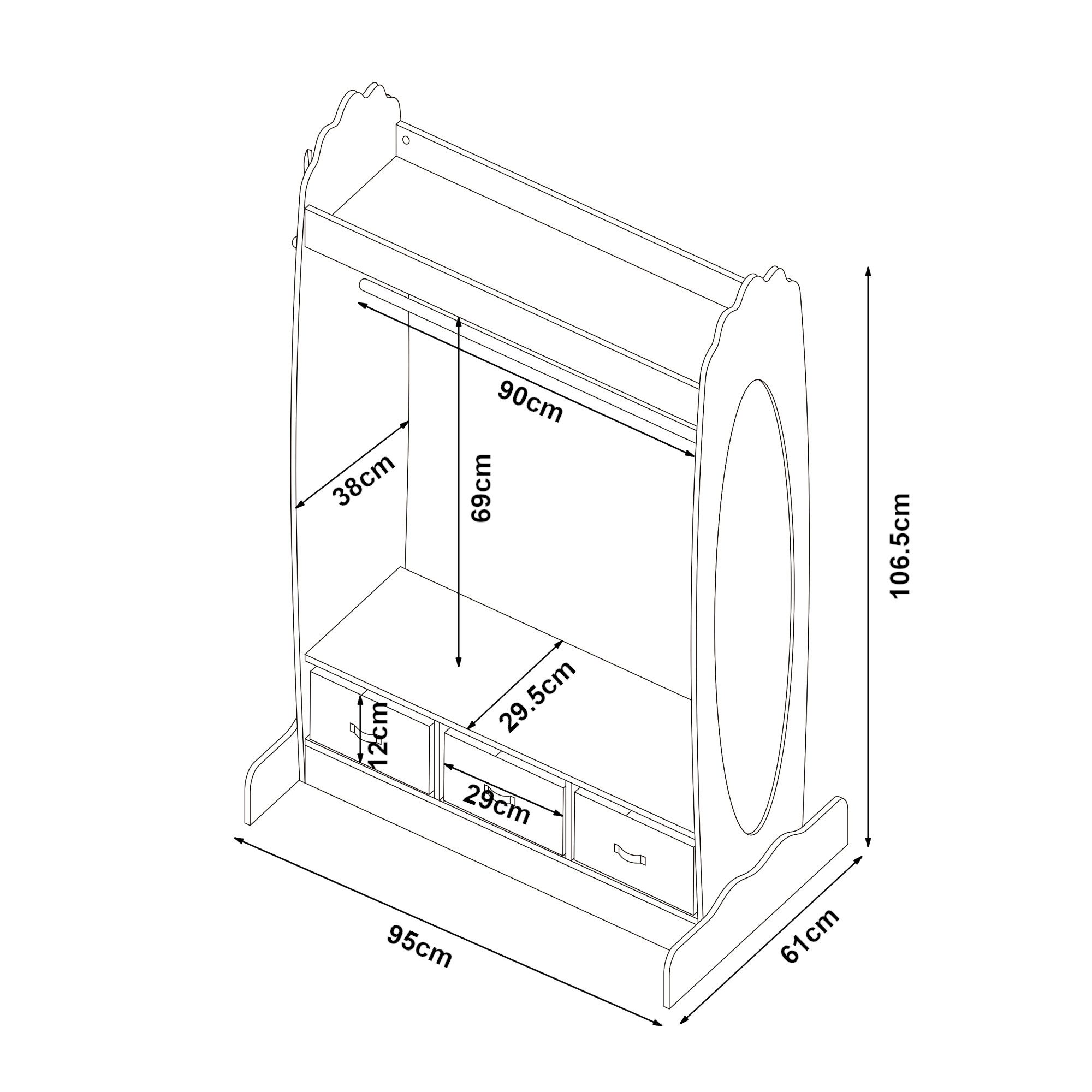 en.casa Garderobenständer, »Moskenes« mit Faltboxen und Kleiderstange 107x95x61 cm Weiß