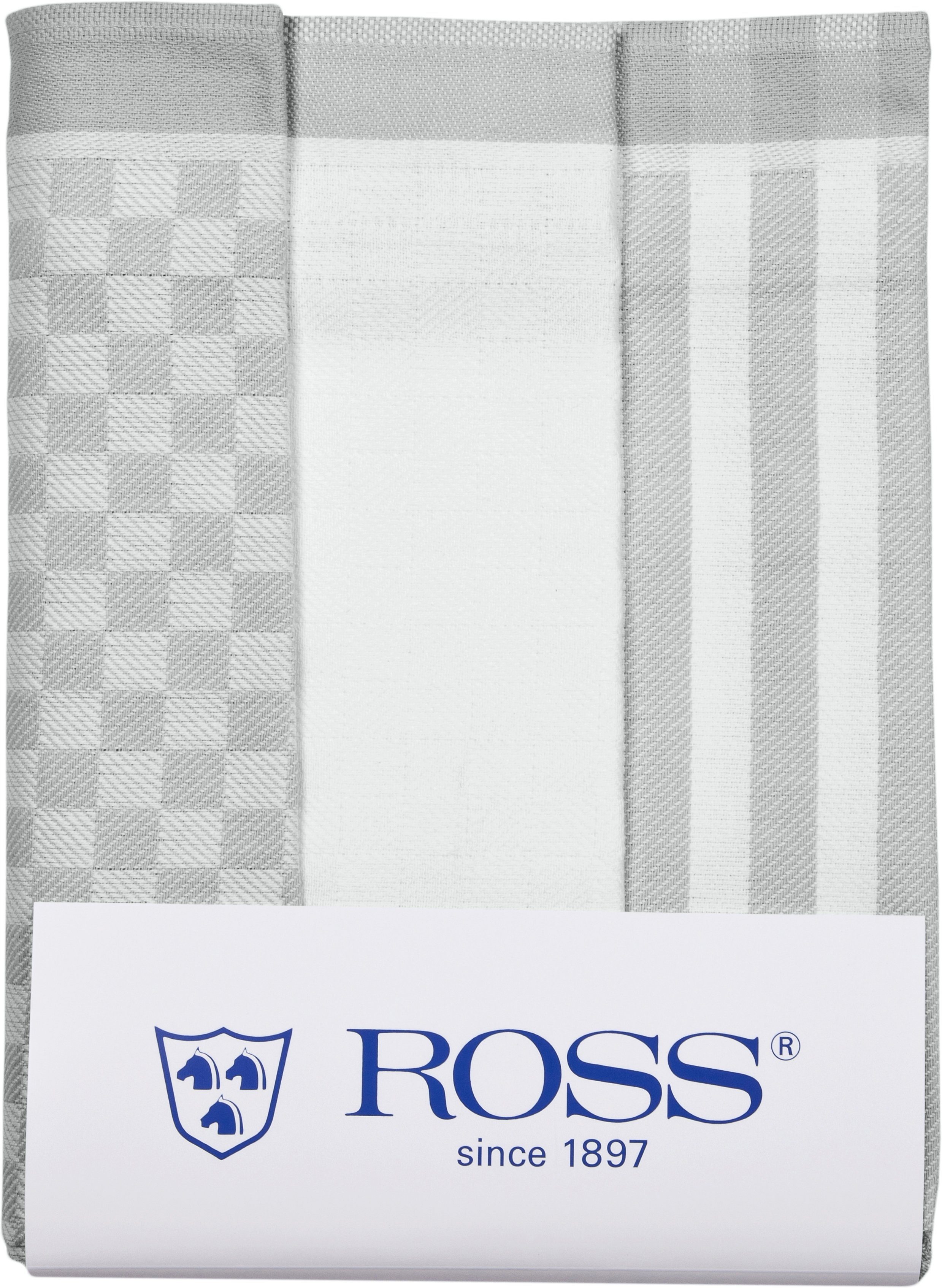 cm) 3x ROSS (Set, Geschirrtuch chromfarben/weiß 50x70 SUPERIOR, Geschirrtuch 3-tlg.,