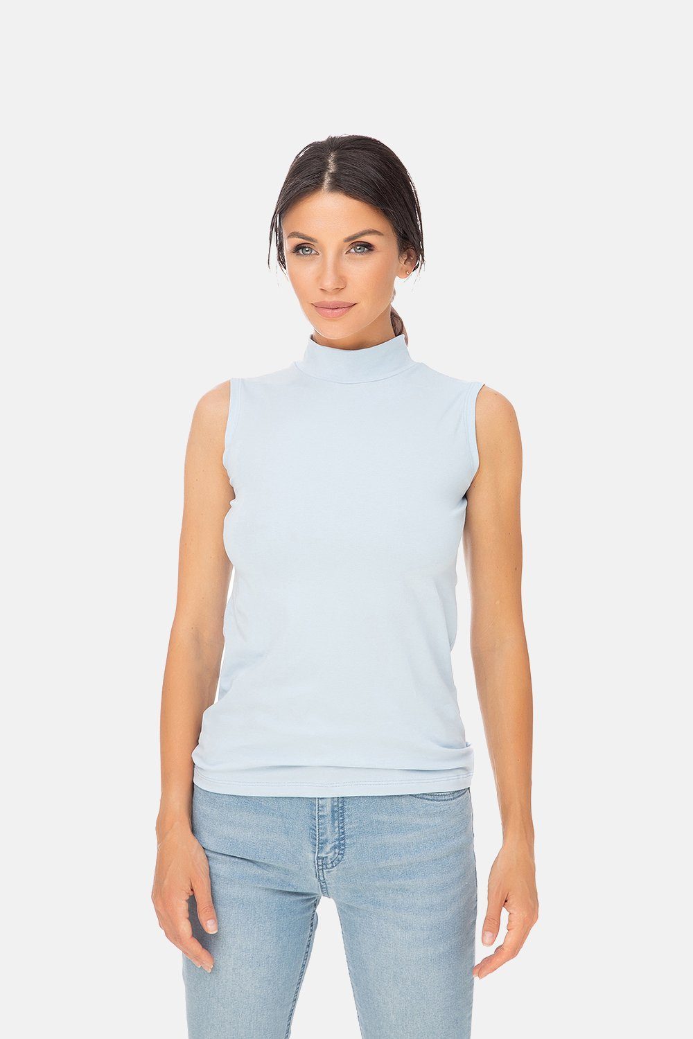Evoni T-Shirt Basic Shirt ärmellos Halbkragen günstig online kaufen