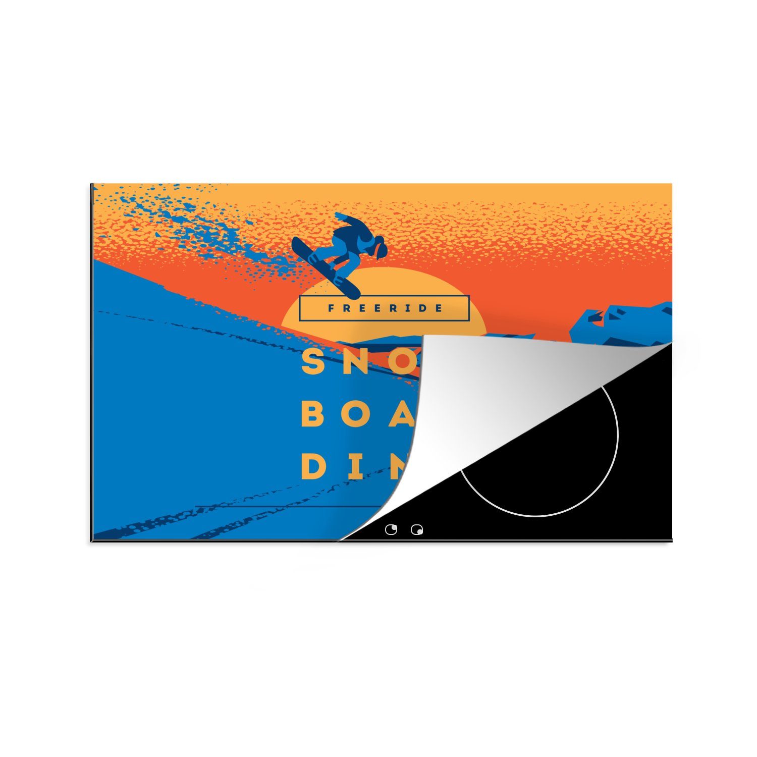 MuchoWow Herdblende-/Abdeckplatte Freeride snowboarding - Zitate - Sprichwörter - Sonnenaufgang, Vinyl, (1 tlg), 81x52 cm, Induktionskochfeld Schutz für die küche, Ceranfeldabdeckung