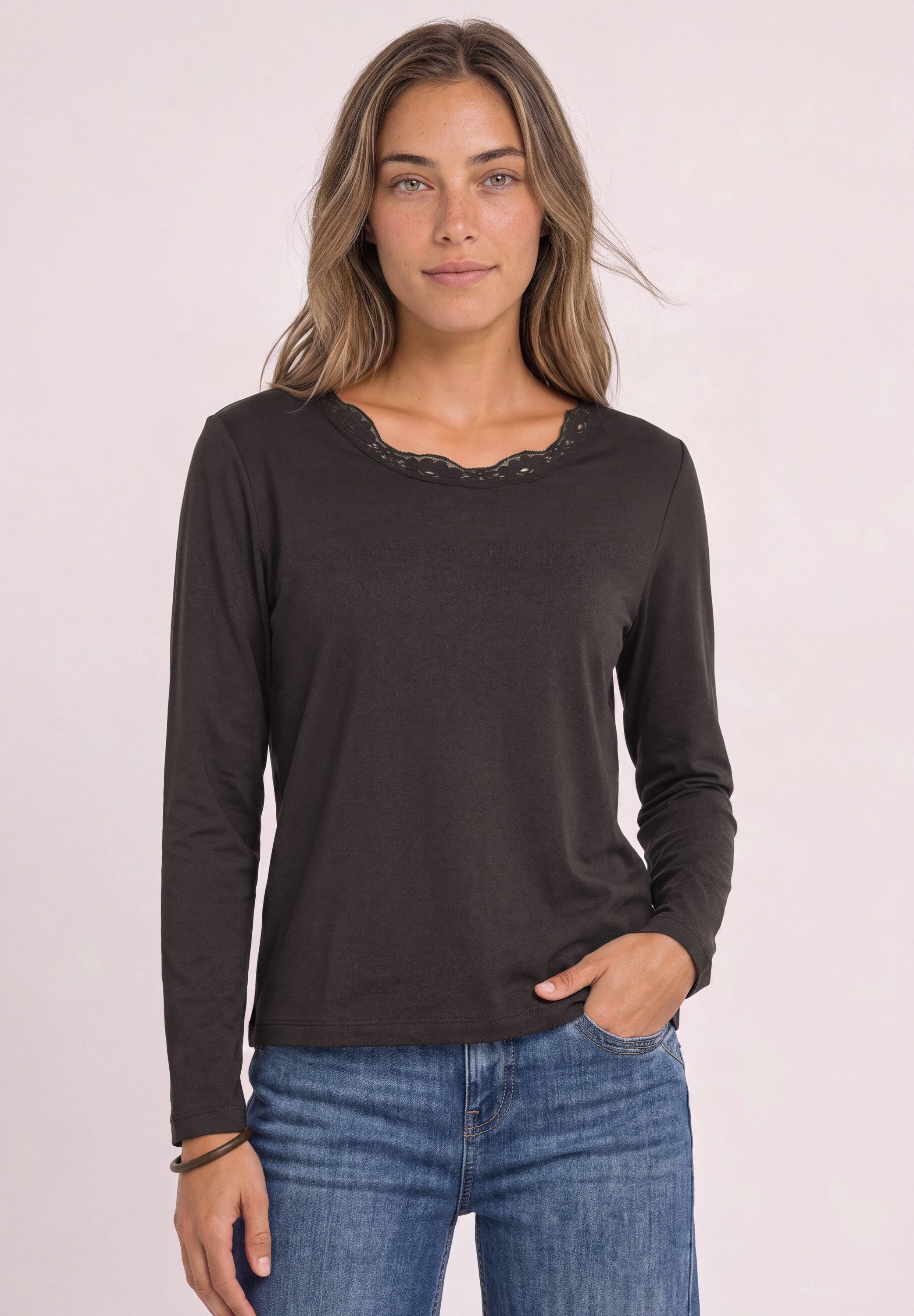 STREET ONE Langarmshirt mit Spitze
