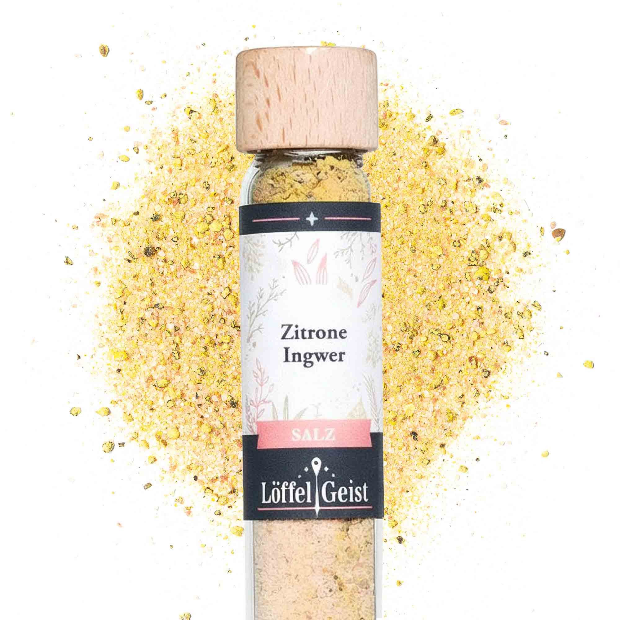 Löffelgeist Gewürz Zitrone Ingwer Salz (57g im praktischen Dosierglas)