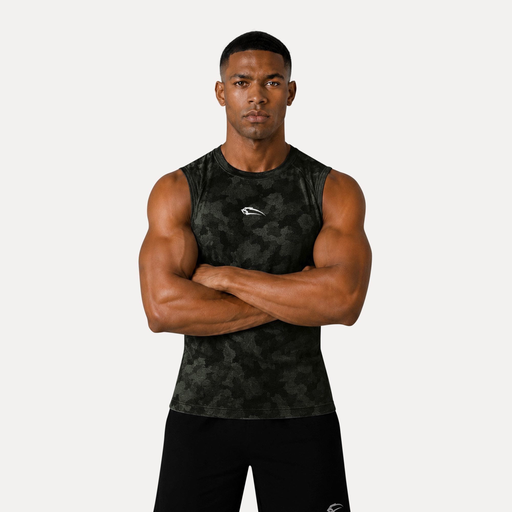 Smilodox Tanktop Varek Herren, Compression Top, Shaped Fit, Camouflage, Gymwear Compression Fit, Seamless, atmungsaktiv, Body Mapping, Stretch