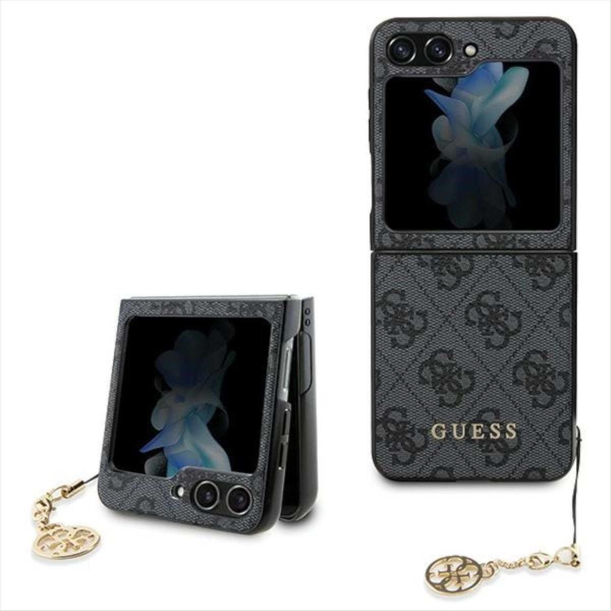 Guess Smartphone-Hülle Guess für Samsung Galaxy Z Flip5 Hülle Case 4G Charms Collection Grau