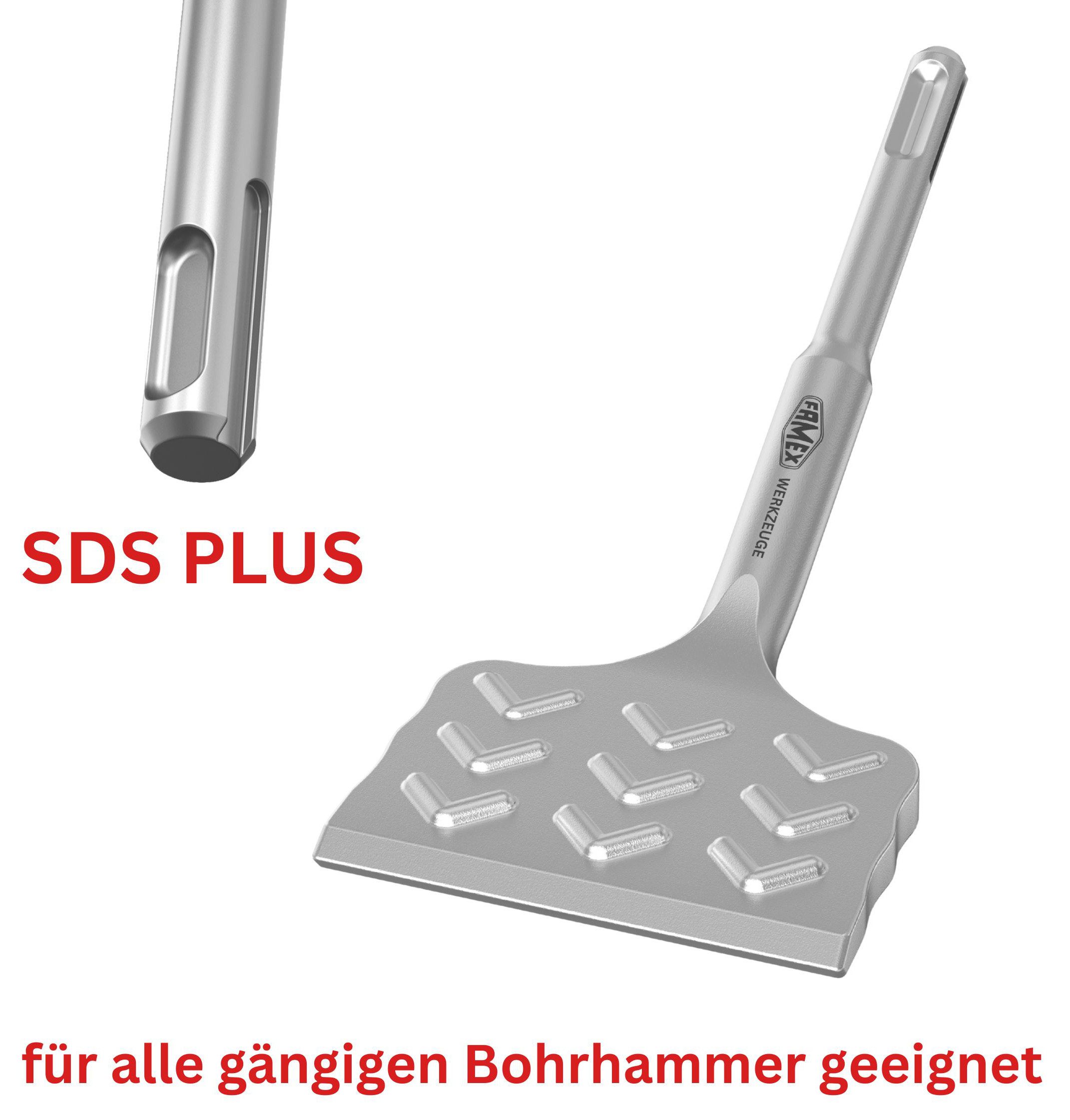 FAMEX Spatmeißel 8342 SDS Plus Fliesenmeissel, für SDS-Plus, (Fliesenmeißel, Hochleistungsstahl, 1-tlg., PROFESSIONAL, 28) 75x165 mm, abgewinkelt, breit – Bild 4 von 5