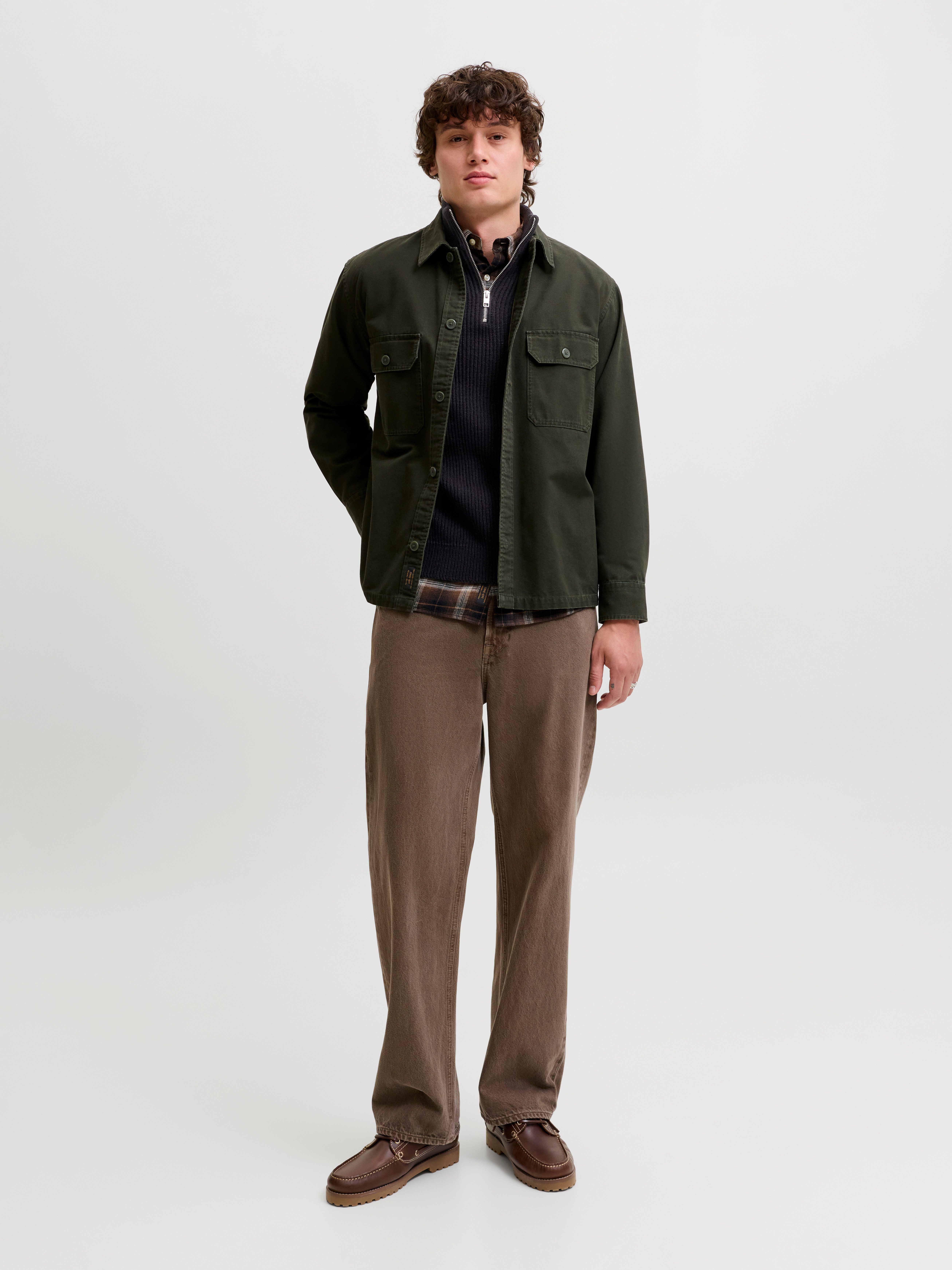 Jack & Jones Troyer JJPANNEL KNIT HALF ZIP AW26 Materialmix, regular fit – Bild 5 von 5