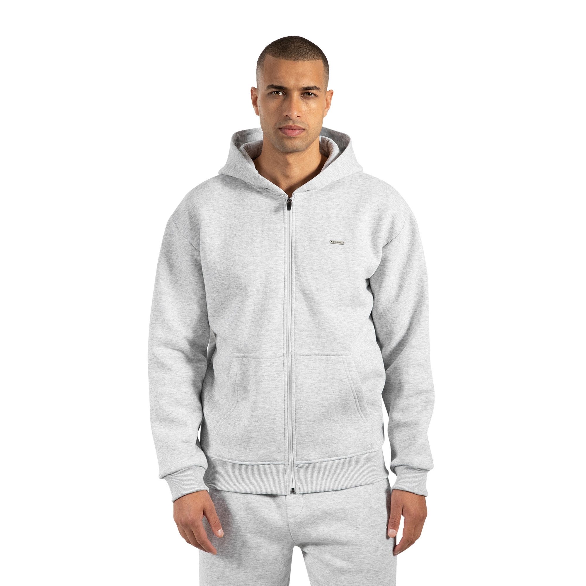 Smilodox Kapuzenstrickjacke Ilyas, Oversize Zip Hoodie, Strickjacke mit Log günstig online kaufen