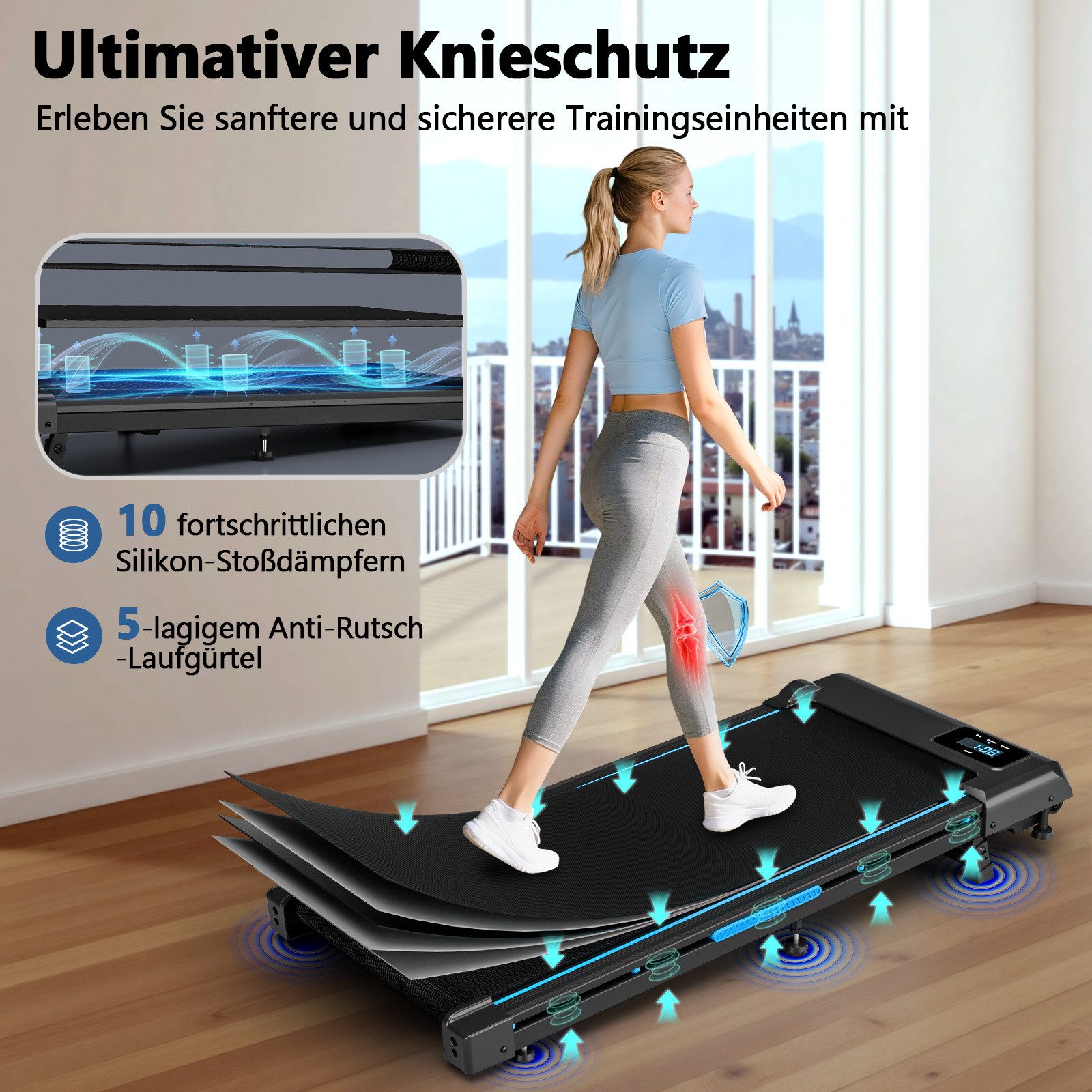 VANNECT Laufband Walking Pad für Zuhause mit Steigung und LED-Anzeige, Fernbedienung, 2,75HP Tragbares Laufband, keine Montage Erforderlich