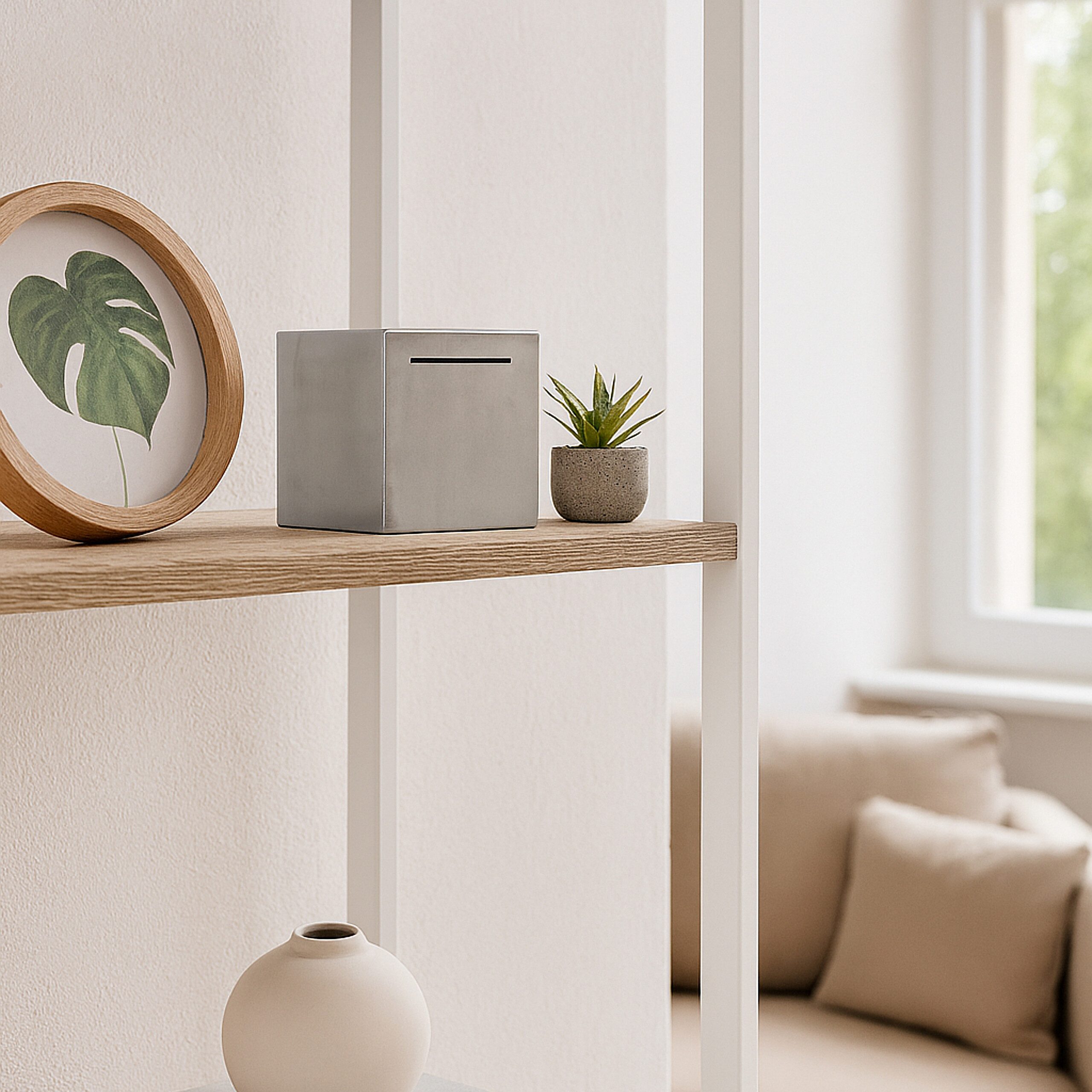 relaxdays Spardose nicht zum Öffne, silber