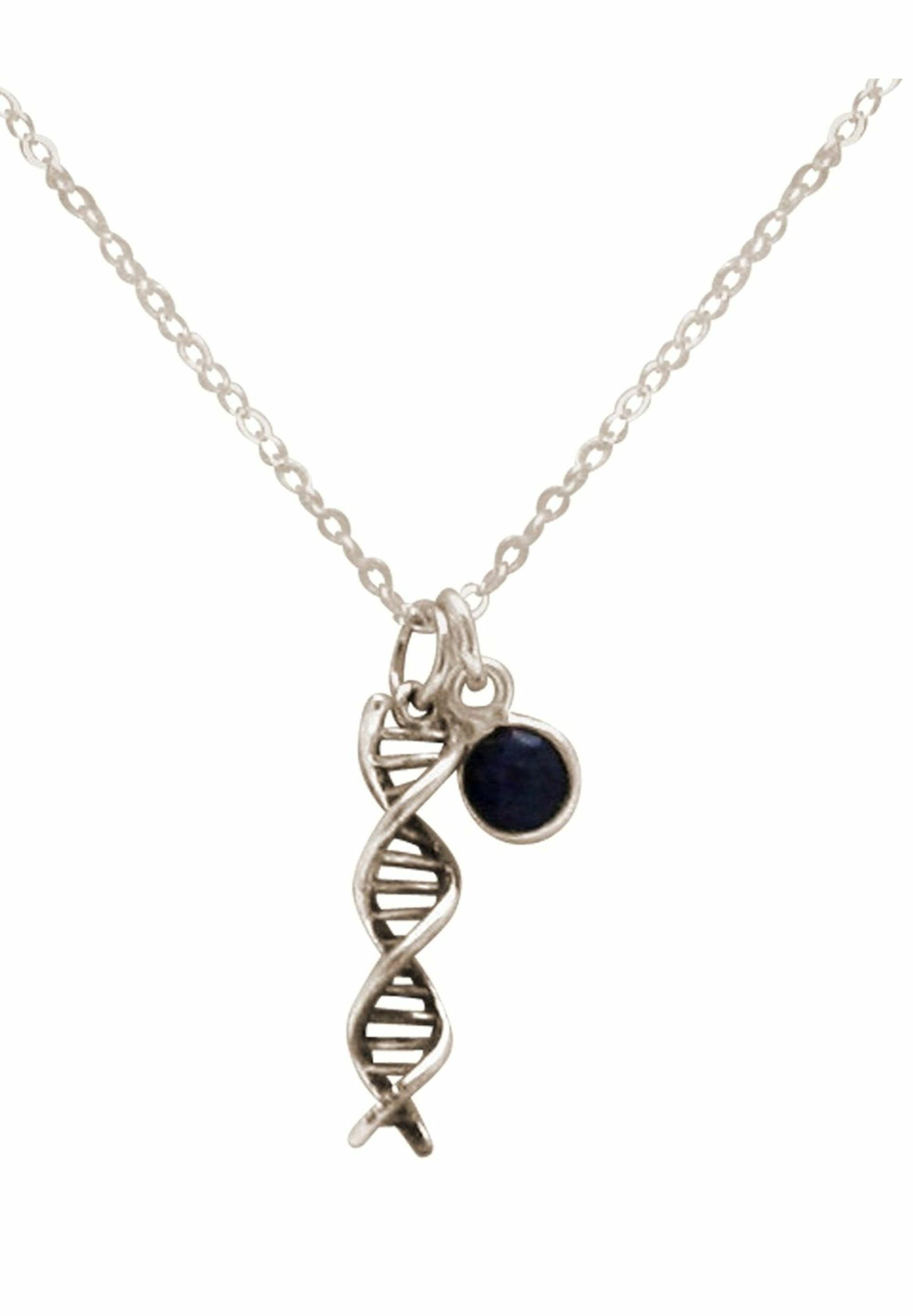 Gemshine Kette mit Anhänger Doppelt Saphir DNA coloured Molekül silver Helix Spiral 