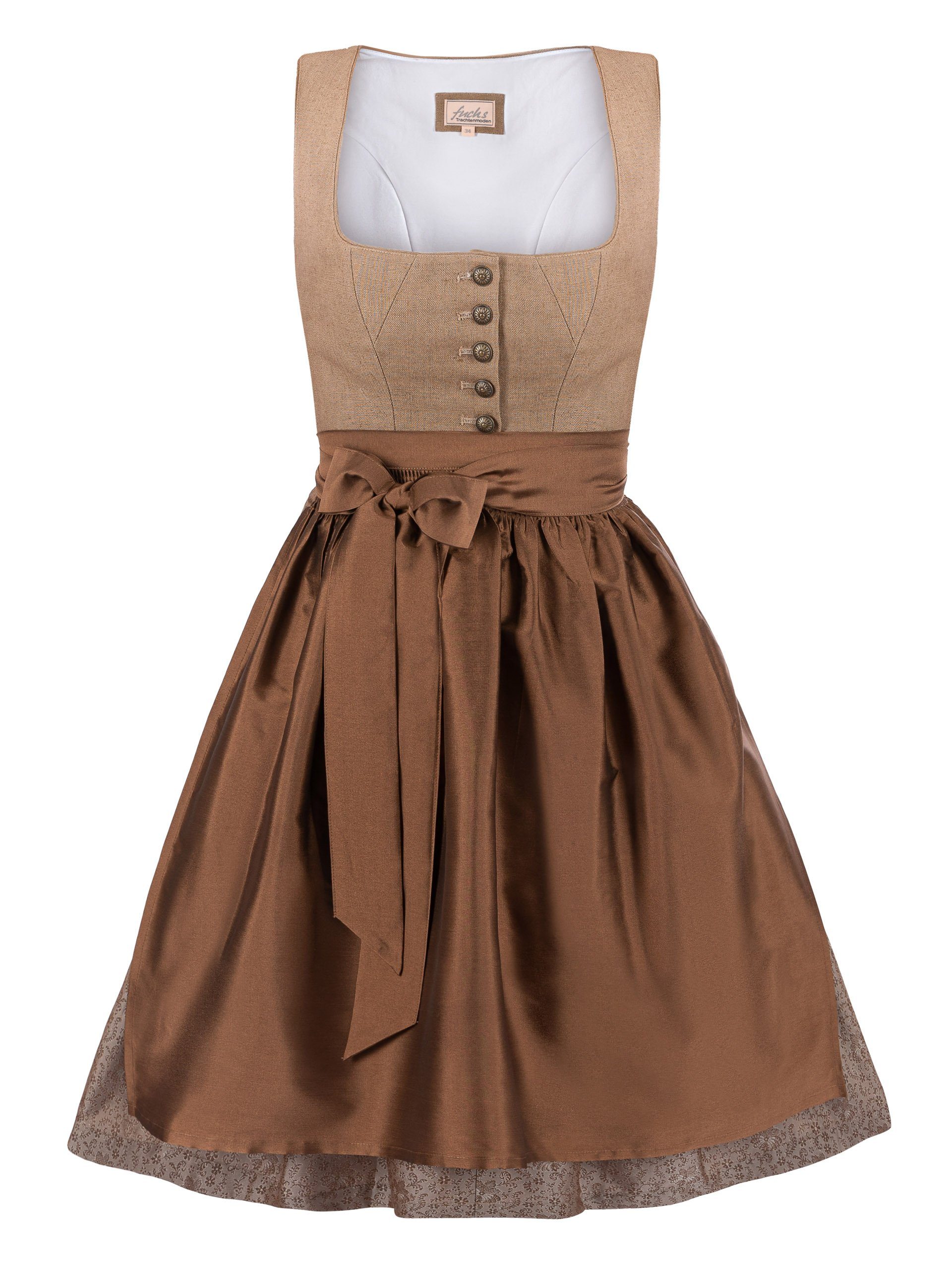 Trachten24.de Dirndl Midi Dirndl Resi braun (2-tlg) Rockteil 65cm