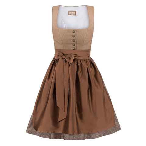 Trachten24.de Dirndl Midi Dirndl Resi braun (2-tlg) Rockteil 65cm