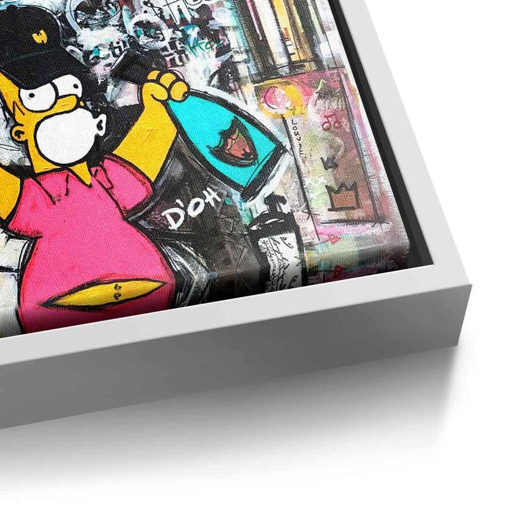 comic weißer Pop Simpsons Rahmen Simpson Leinwandbild DOTCOMCANVAS® lifestyle Art Champagner Collage, Collage Leinwandbild quer