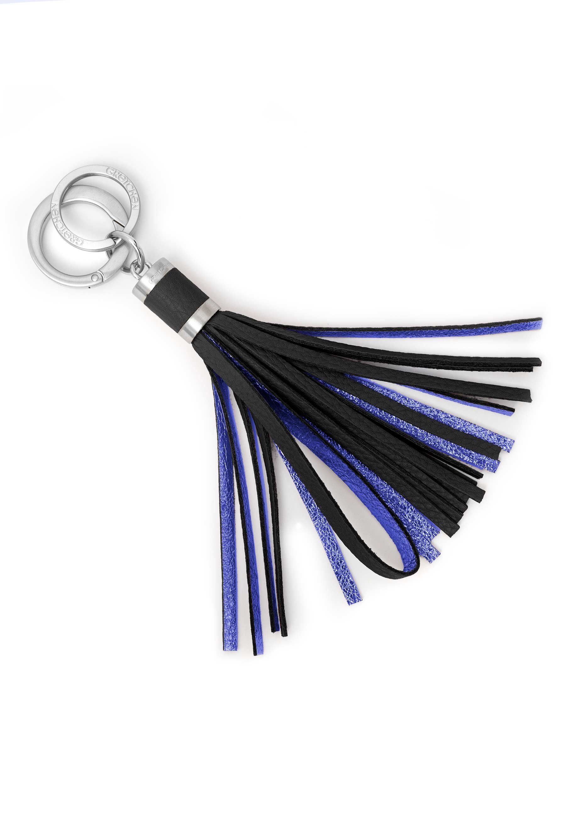 GRETCHEN Schlüsselanhänger Tassel Keyring, aus italienischem Kalbsleder schwarz-blau | Schlüsselanhänger