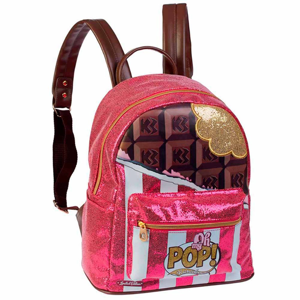 Karactermania Kinderrucksack Oh My Pop Chocolat Urban Pink Tasche mit Frontfach Seitenfächern