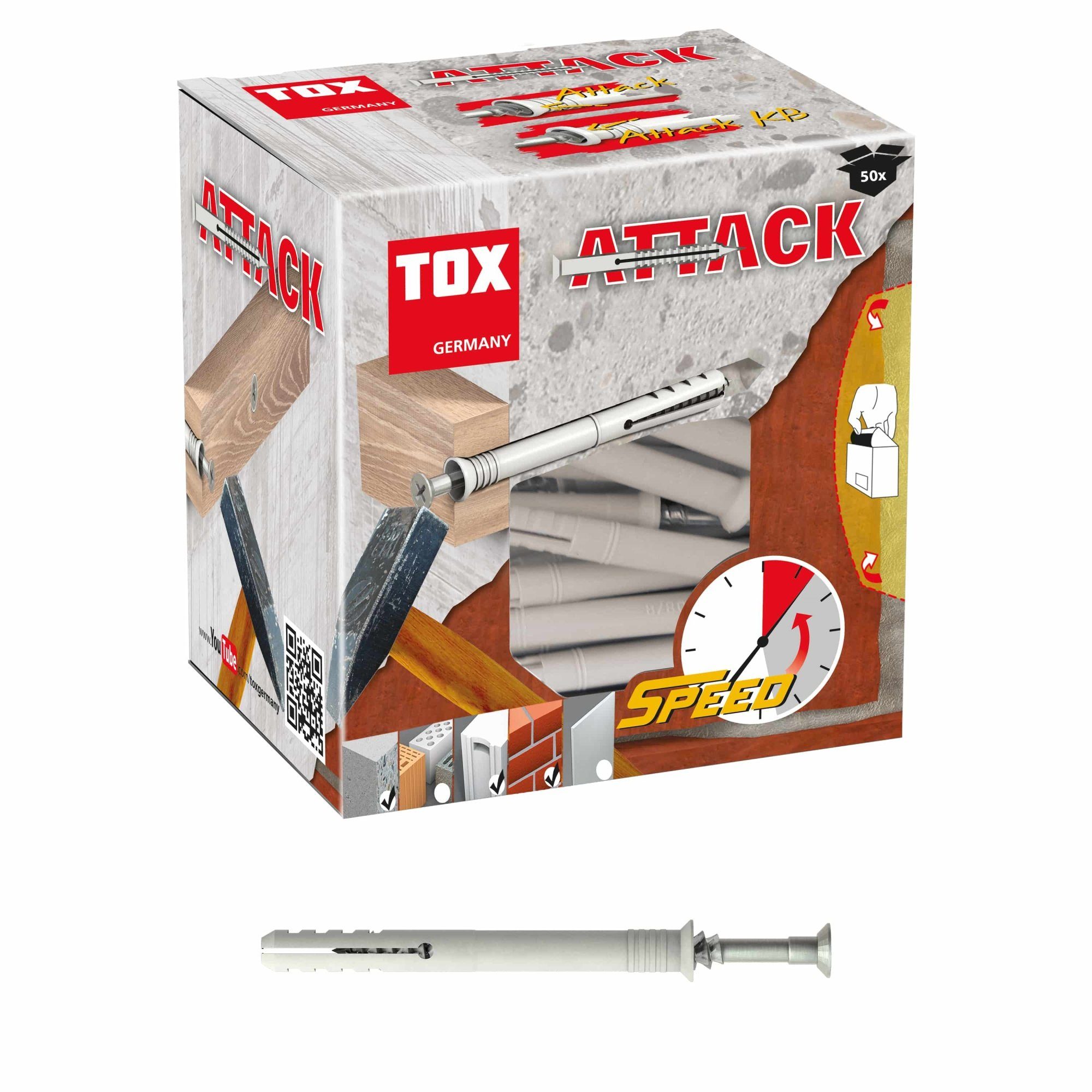 TOX-DÜBEL-TECHNIK Nageldübel, TOX Nageldübel Attack - Für Holz-Bauteile Länge 80 mm - Druchmesser 6 mm