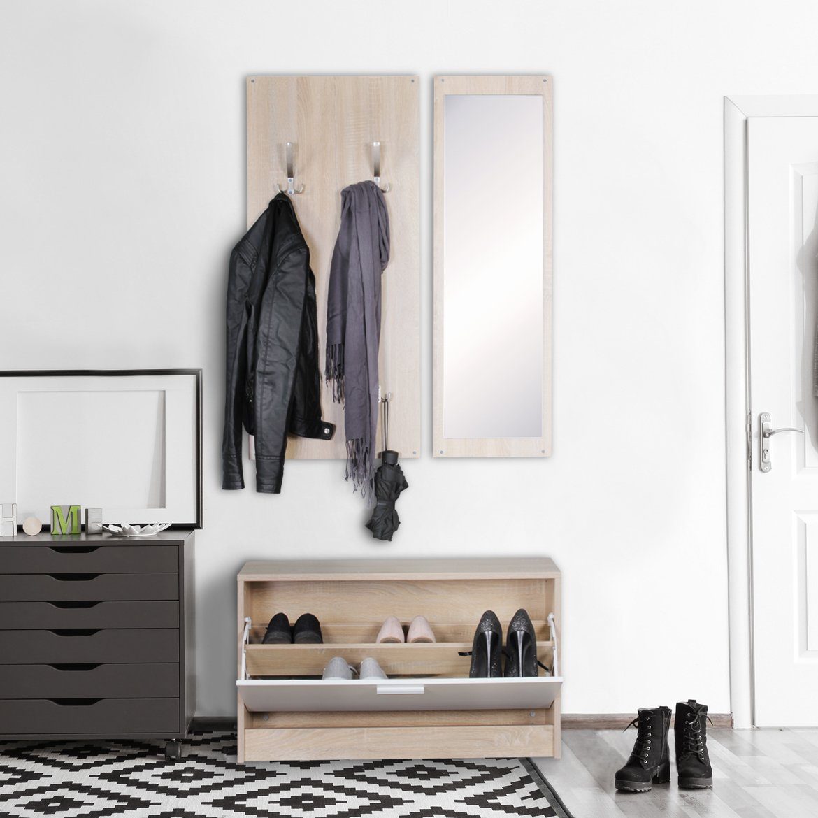 Wohnling GarderobenSet »WL5.165«, WandGarderobe JANA mit Spiegel