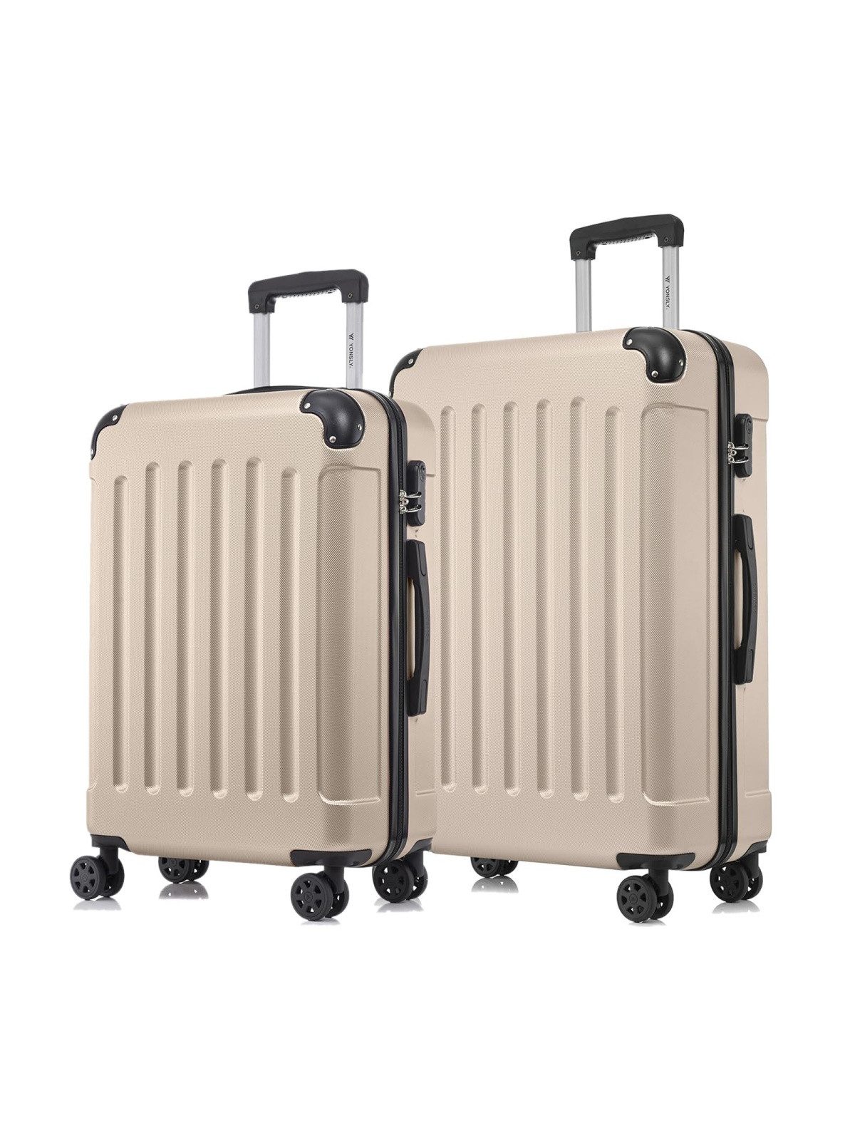 yonsly Trolleyset Hartschalen-Reisekoffer Rollkoffer Trolley Gepäckset aus ABS, 4 Rollen, (Reiseset, 2 tlg., Größen L&XL), mit 360° Doppelrollen, Zahlenschloss und ergonomischem Gummigriff