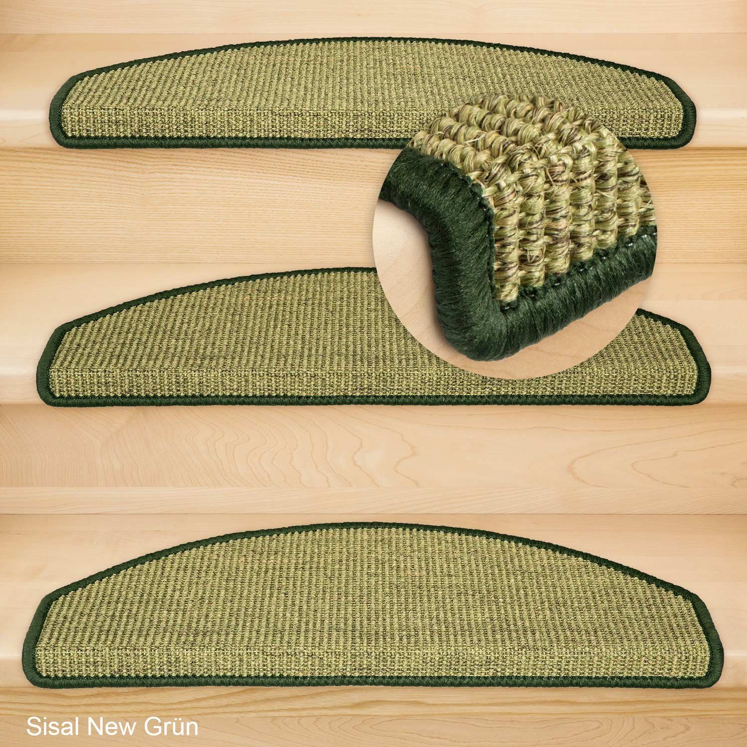 Stufenmatte Stufenmatten Sisal New Halbrund Grün 14 Stück, Metzker®, halbrund, Höhe: 6 mm, Naturprodukt