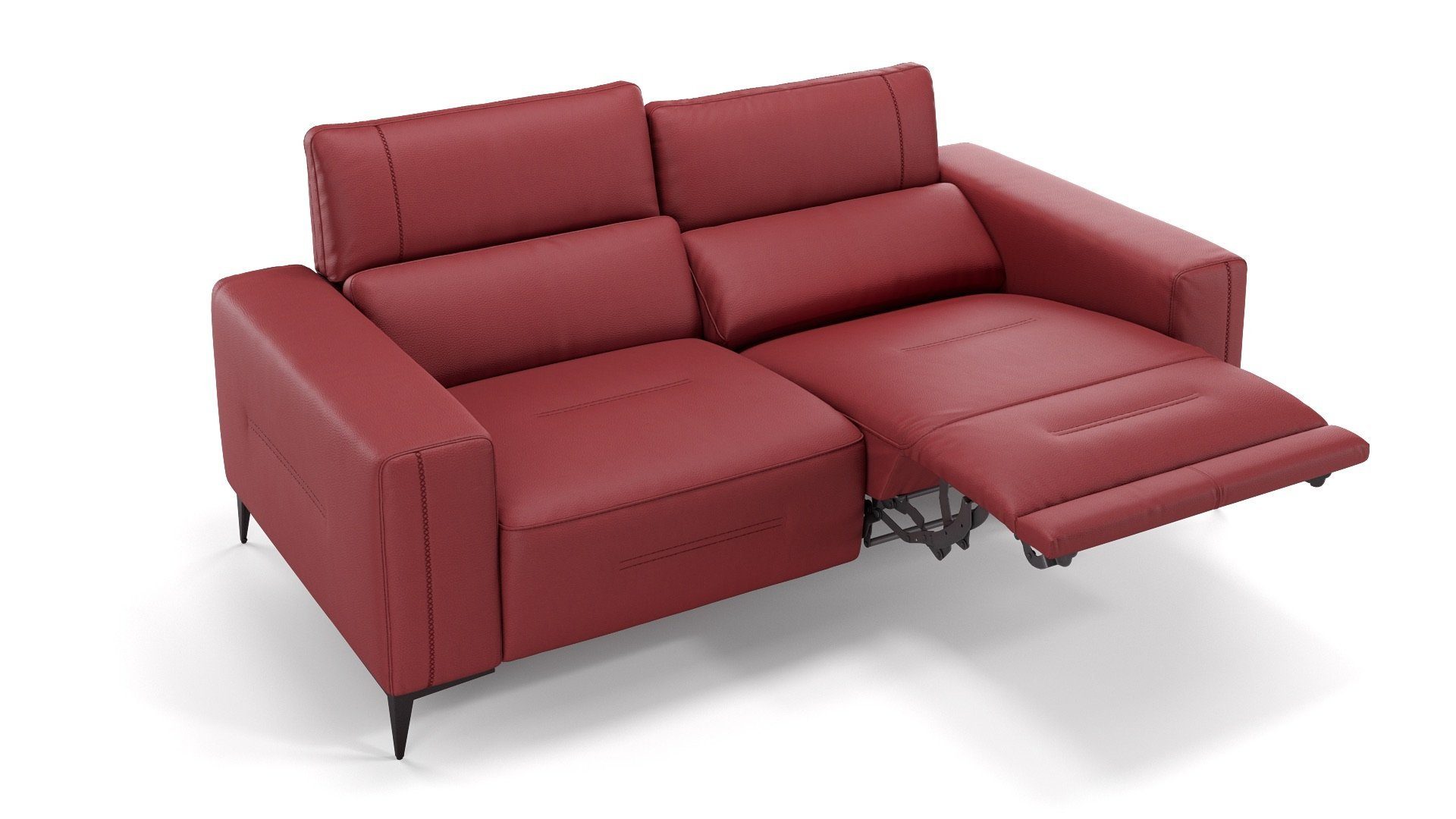 Sofanella Sofa Sofanella Zweisitzer TERAMO Ledergarnitur Ledersofa Couch in  Rot