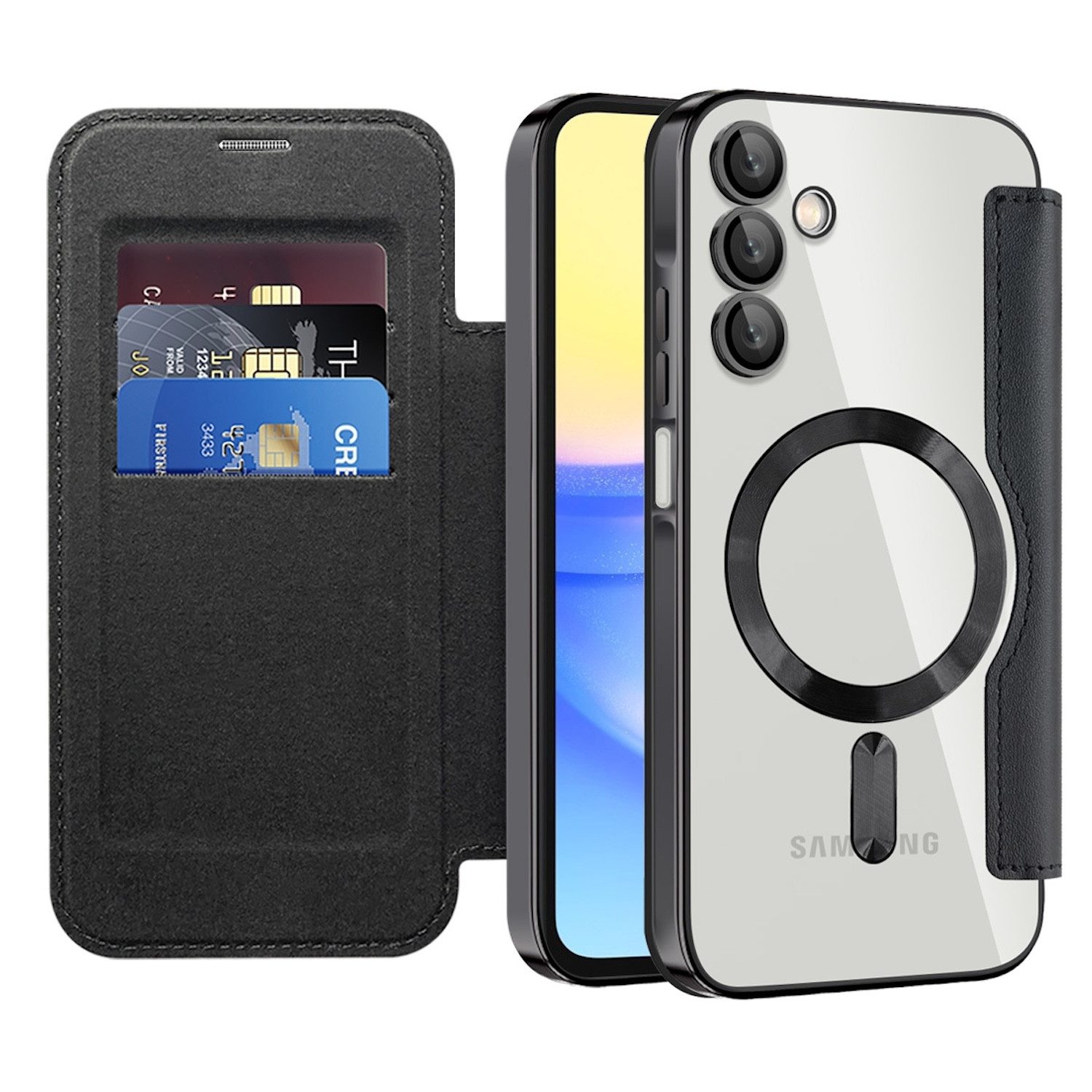 Wigento Handyhülle Für Samsung Galaxy A55 360 Grad Full Magsafe Anti Datenklau Schwarz