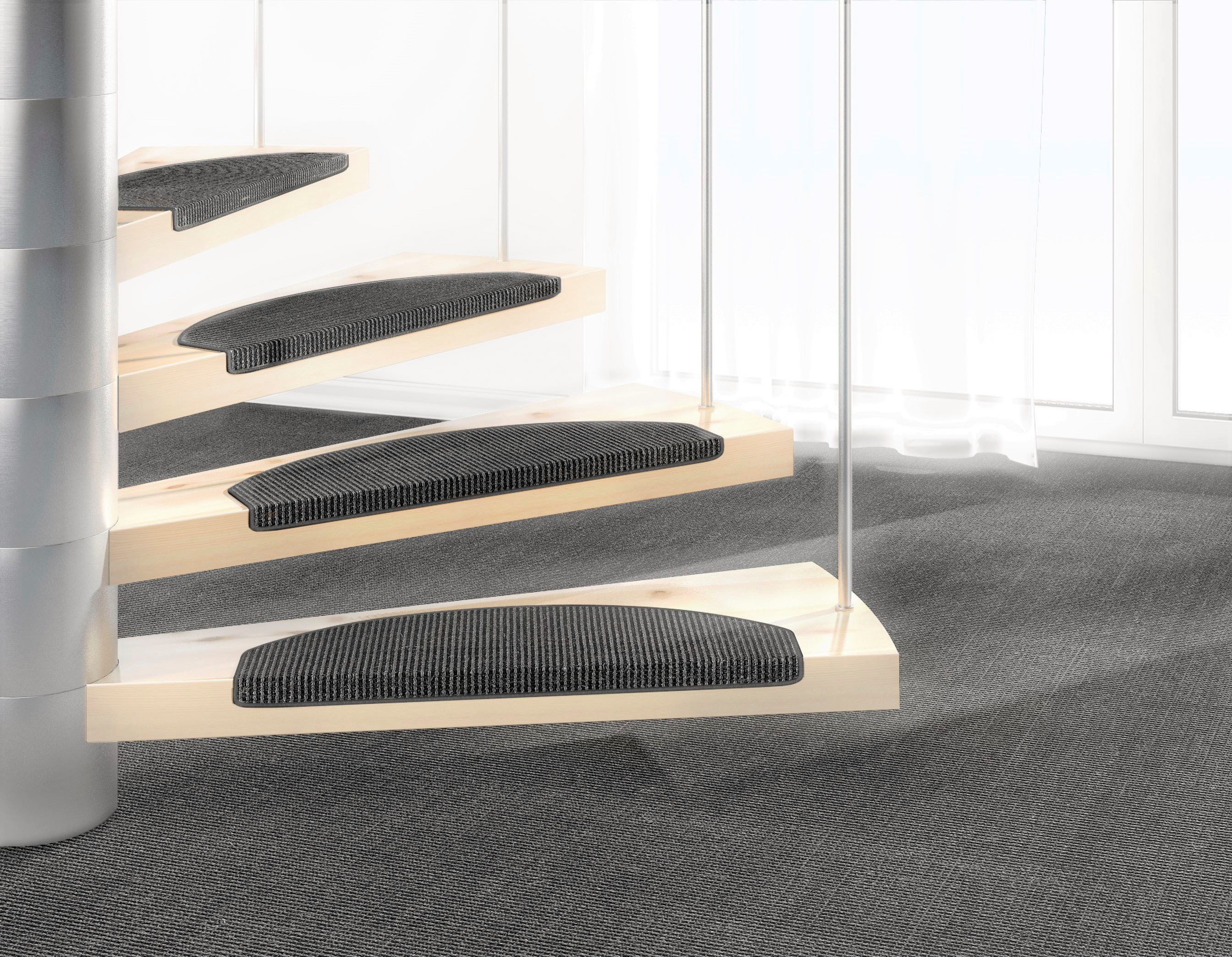 Dekowe Stufenmatte Mara S2, halbrund, Höhe: 5 mm, 100% Sisal, große Farbauswahl, selbstklebend, auch als Set 15 Stück