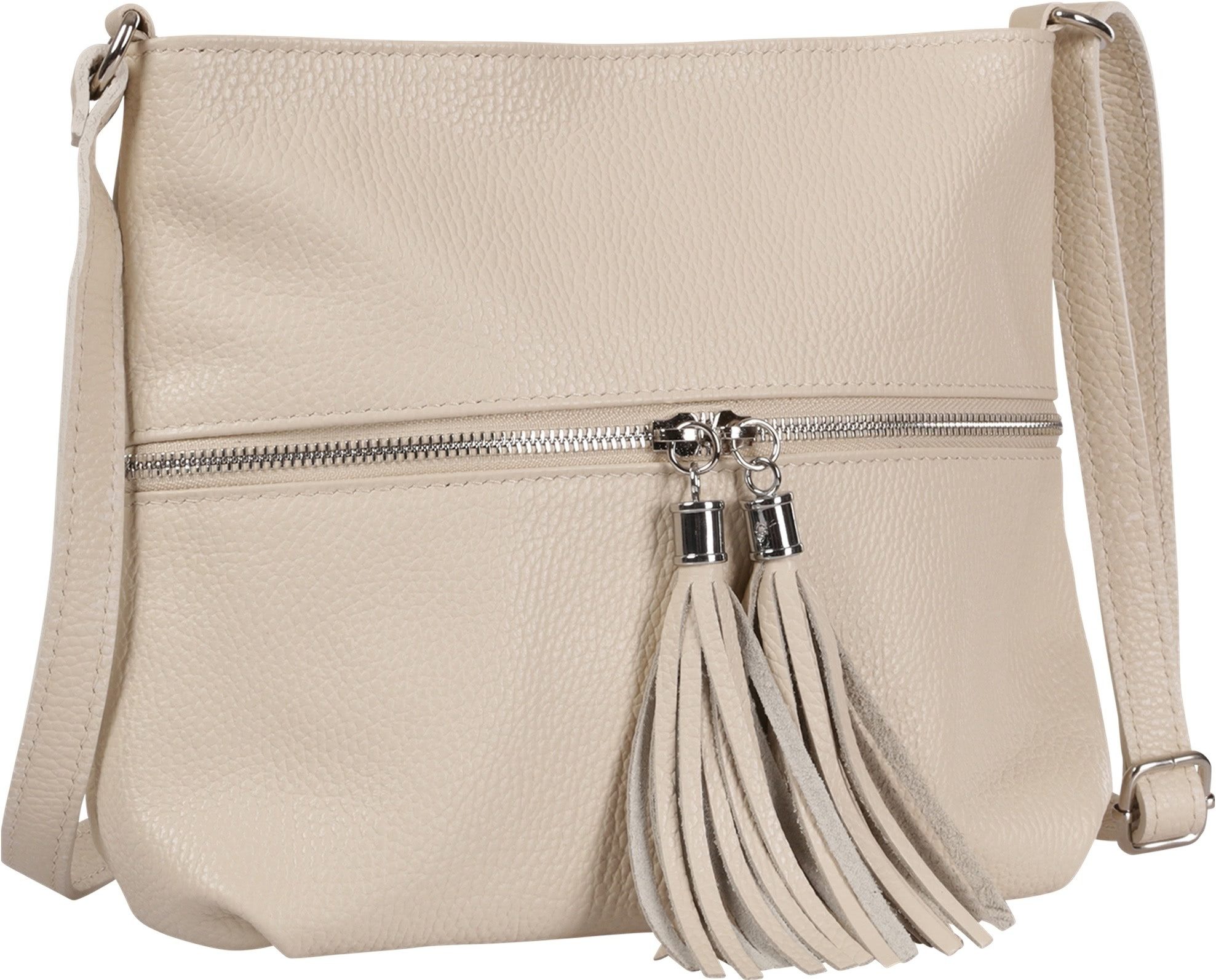 Toscanto Umhängetasche Toscanto Tasche beige Umhängetasche (Umhängetasche), Damen Umhängetasche Leder, beige ca. 30cm x ca. 23cm