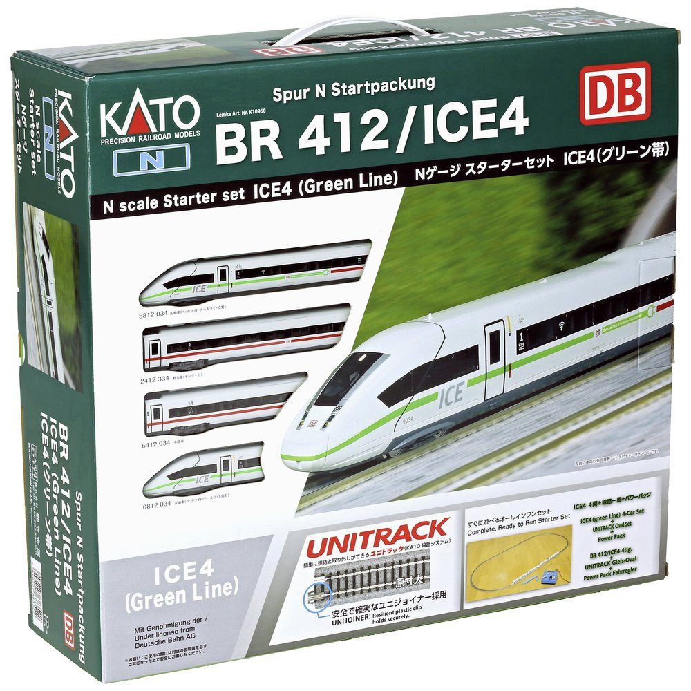 KATO Modelleisenbahn Startpaket KATO by Lemke K10960 N ICE4, 4-tlg. Klimaschützer, Startset der DB AG