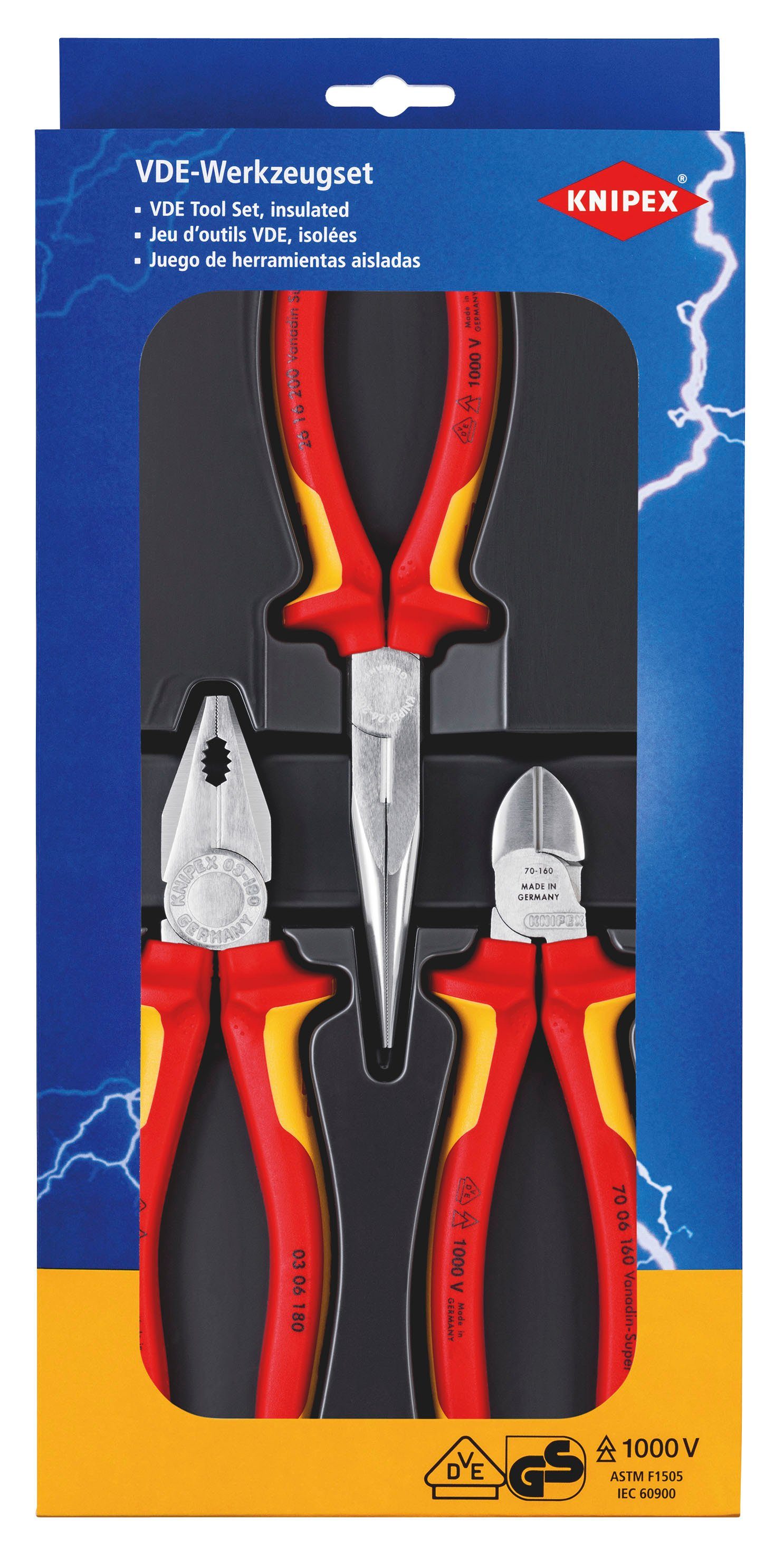 (SB-Karte/Blister) 1-tlg., Knipex 20 12 00 Zangenset Elektro-Paket,