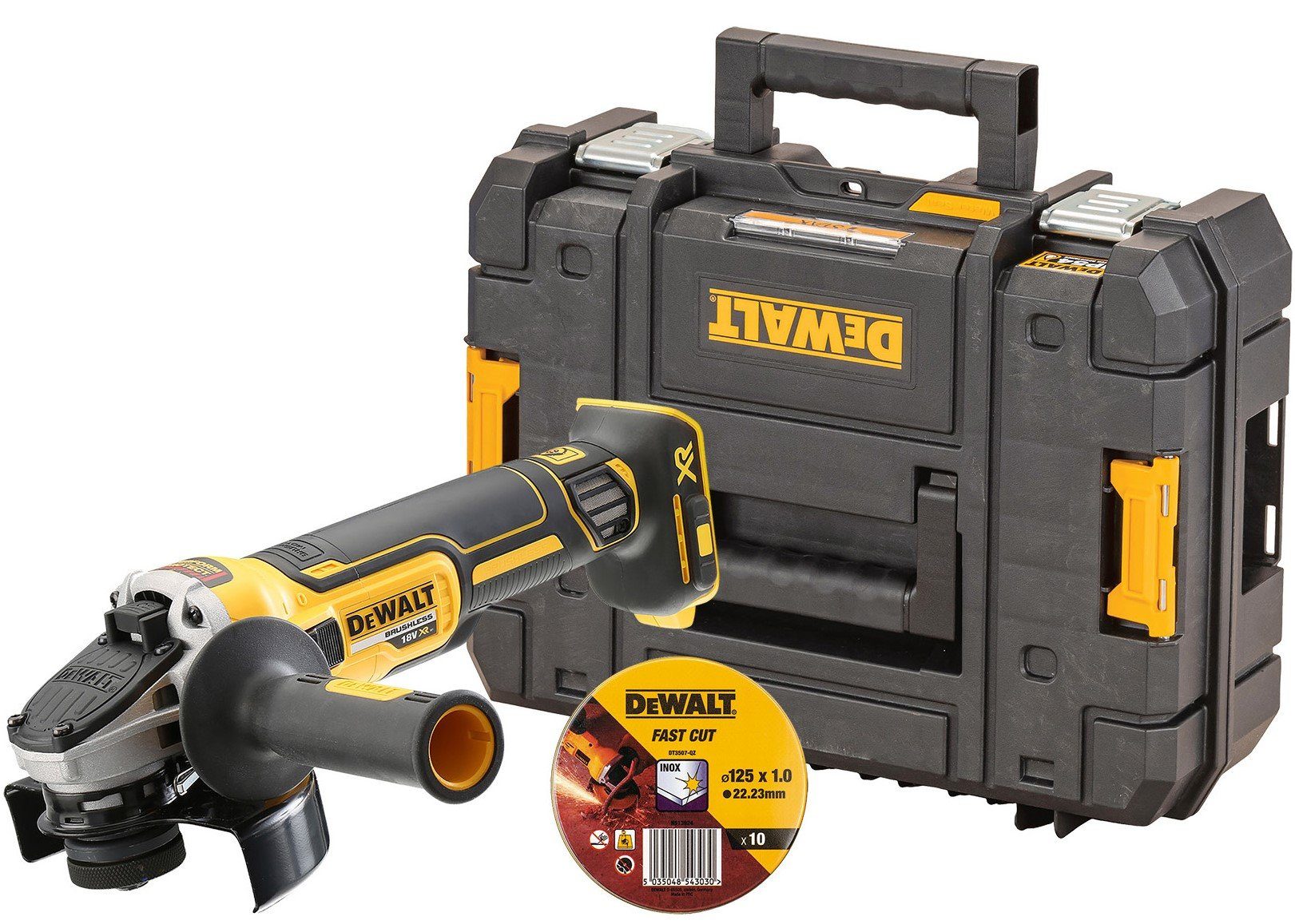 (2 Set (bl) T II, DT3507-QZ) STAK-Box min-1, DeWalt 9.000 Akku-Winkelschleifer M14, DCG405NT-XJ tlg., + DCG405NT-XJ