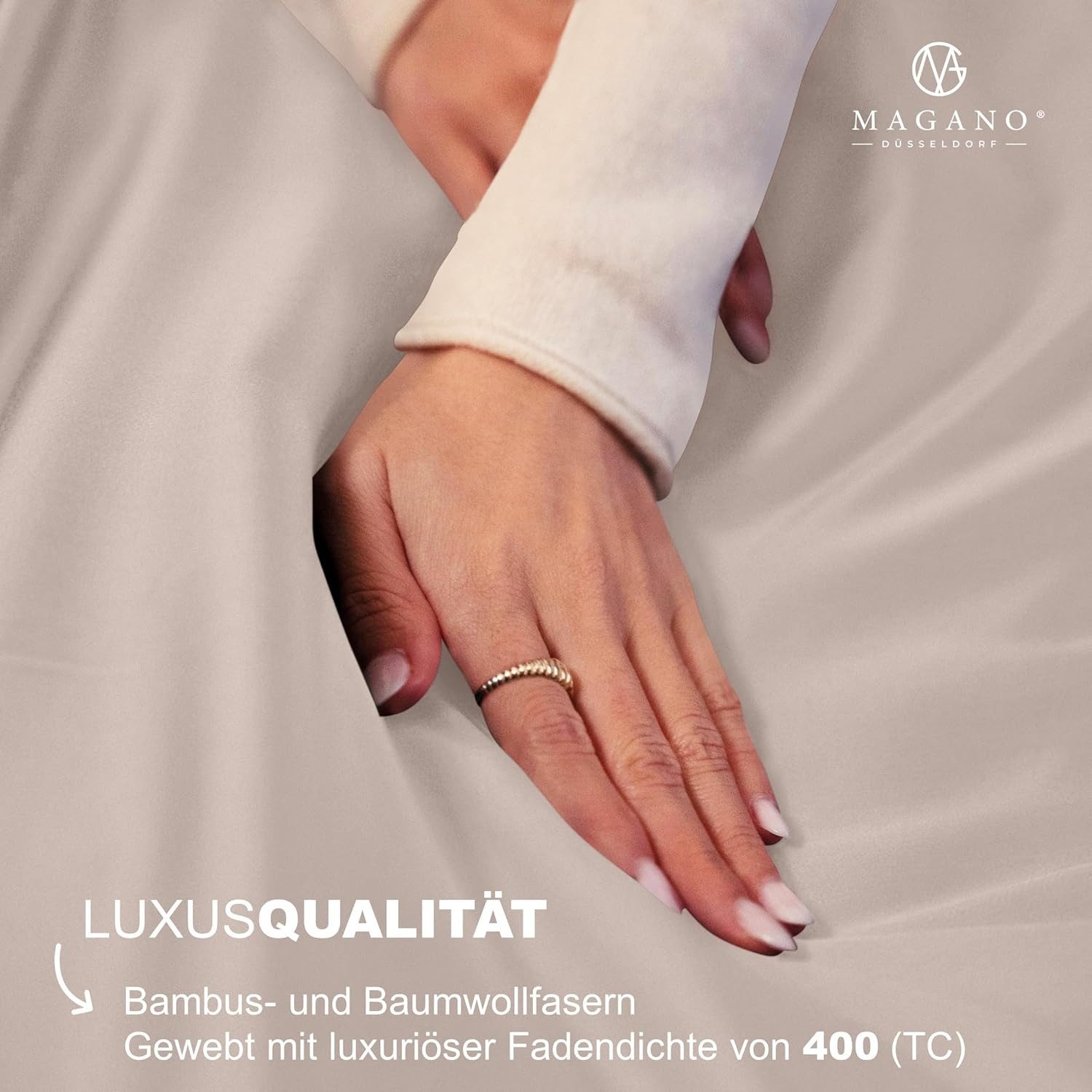 MAGANO Spannbettlaken Bambus & Baumwolle Satin, Luxus Bettlaken, Gummizug: rundum, 400 TC Luxusqualität, Hypoallergen, Thermoregulierend – Bild 3 von 5