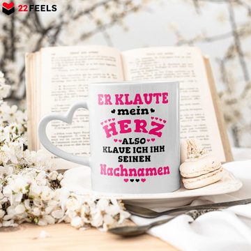 22Feels Tasse Verlobte Geschenk Frauen Verlobung Bekannt Geben Für Sie Spruch, Keramik, Made In Germany, Spülmaschinenfest, Herzhenkel