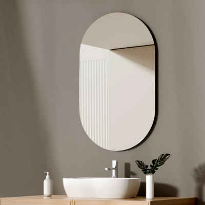 EMKE Badspiegel Ovaler Badezimmerspiegel Wandspiegel, Vertikal Horizontal möglich,Badezimmer Garderobe Flur
