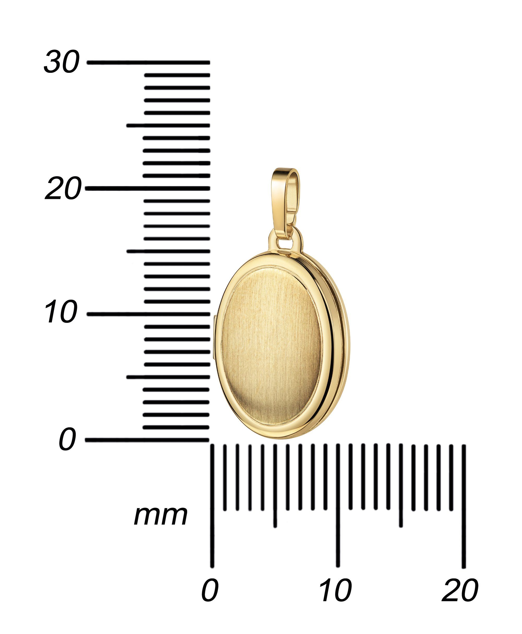 JEVELION Kette mit Anhänger Medaillon Anhänger zum Öffnen aufklappbar oval 333 Gelbgold 2 Fotos (Bilder Amulett, für Damen und Mädchen), Goldmedaillon mit Kette vergoldet - Länge wählbar 36 - 70 cm