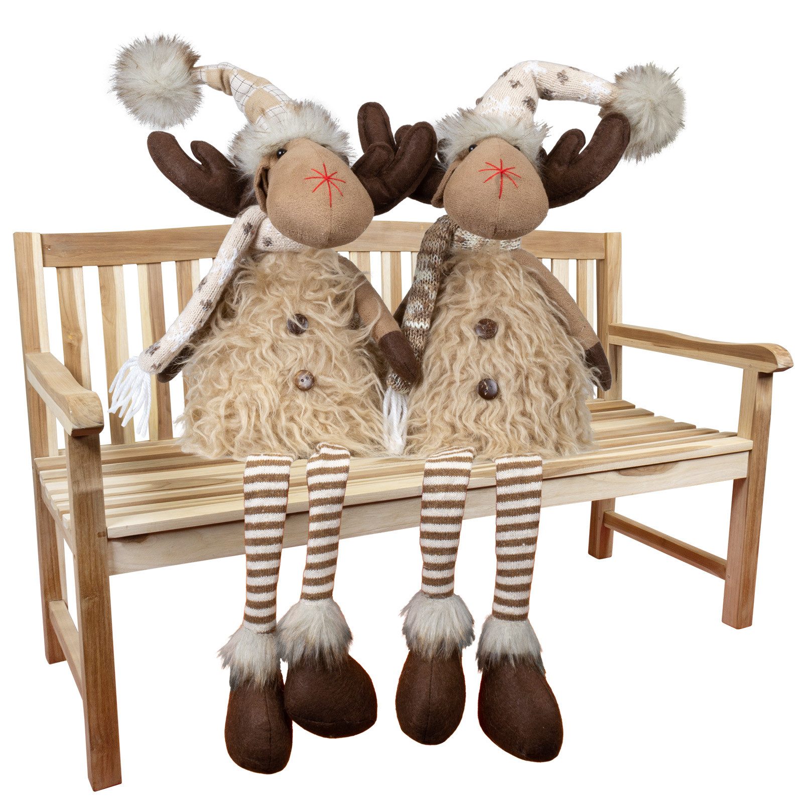 Christmas Paradise Weihnachtsfigur Elch sitzend mit LED 27 cm (65 cm) (Rentier, 2 St., Kantenhocker), Weihnachtsdeko, beige, leuchtet
