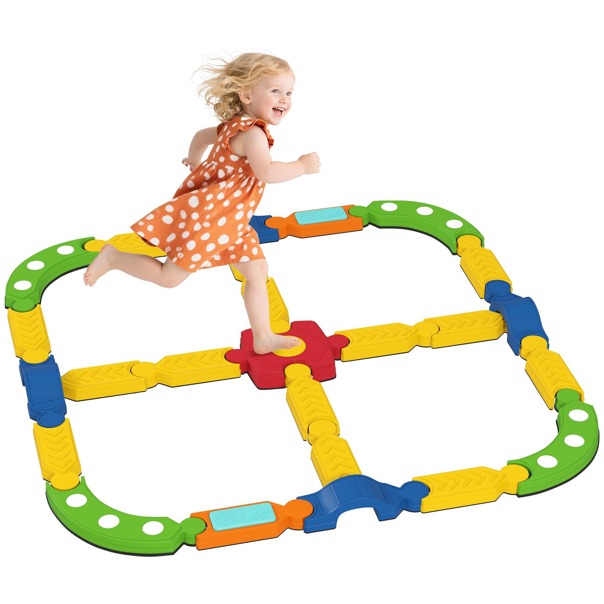 AIYAPLAY Balanceboard Balancierbalken Kinder, Schwebebalken mit 25 Balanciersteine, Fördert Balance und Koordination