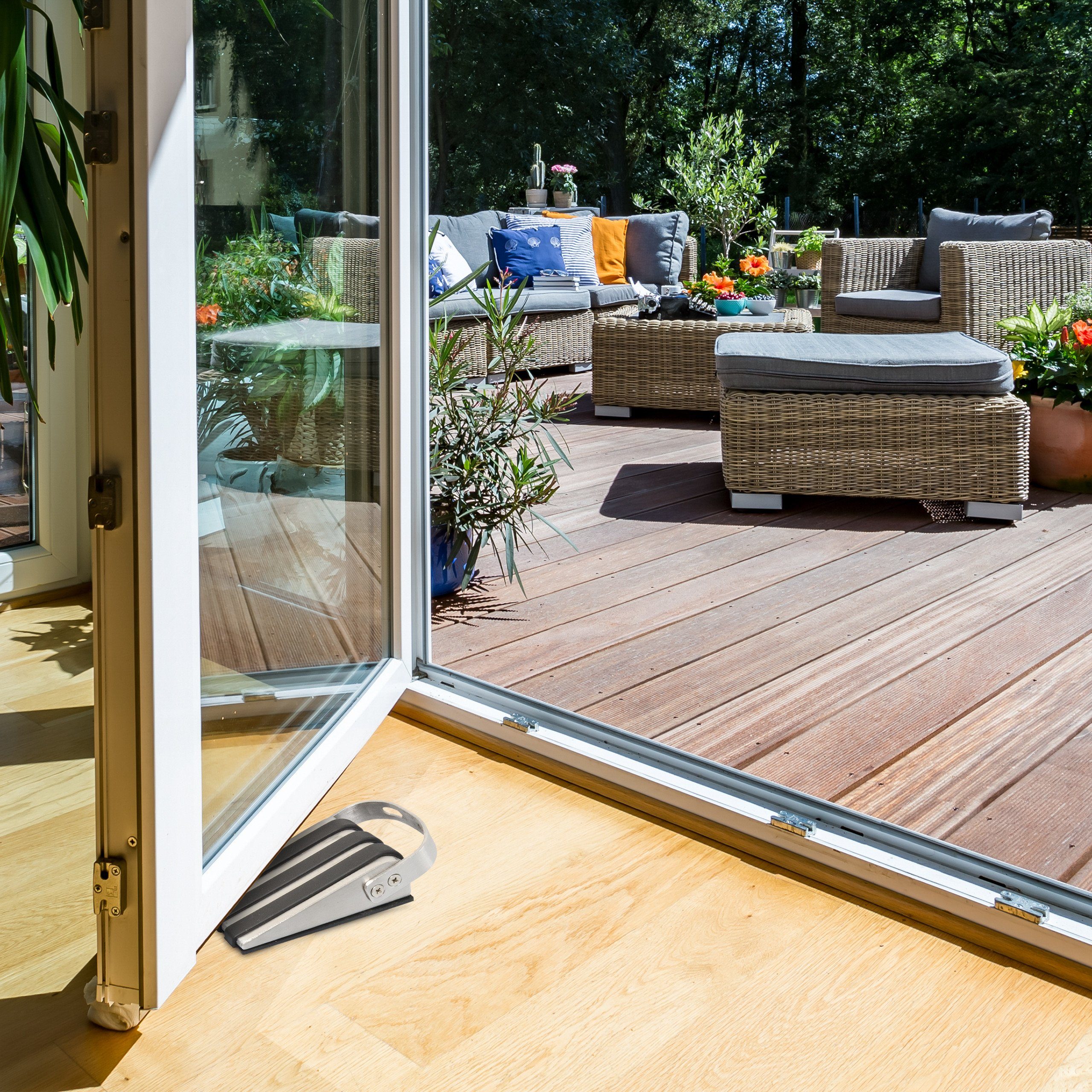 relaxdays Türstopper Edelstahl 2er Set gummiert günstig online kaufen