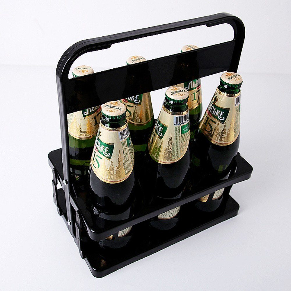 Bierhalter Bierflaschen, Bierbehälter, autolock für Weinflaschenhalter Schwarz 6 Bierflaschenhalter