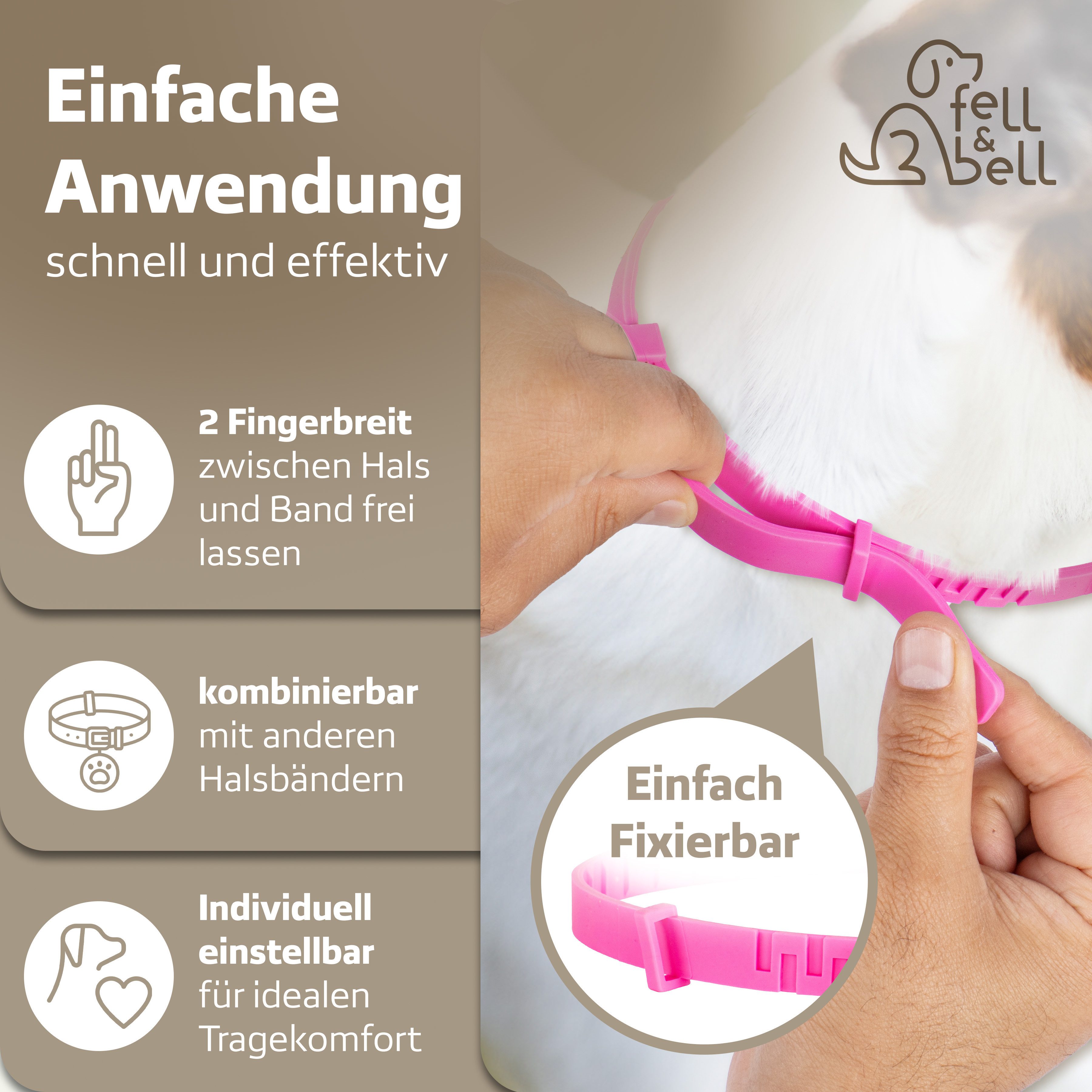 fell&bell Zeckenhalsband Set, Natürliche Inhaltsstoffe, für alle Hunde geeignet,leichte Anwendung