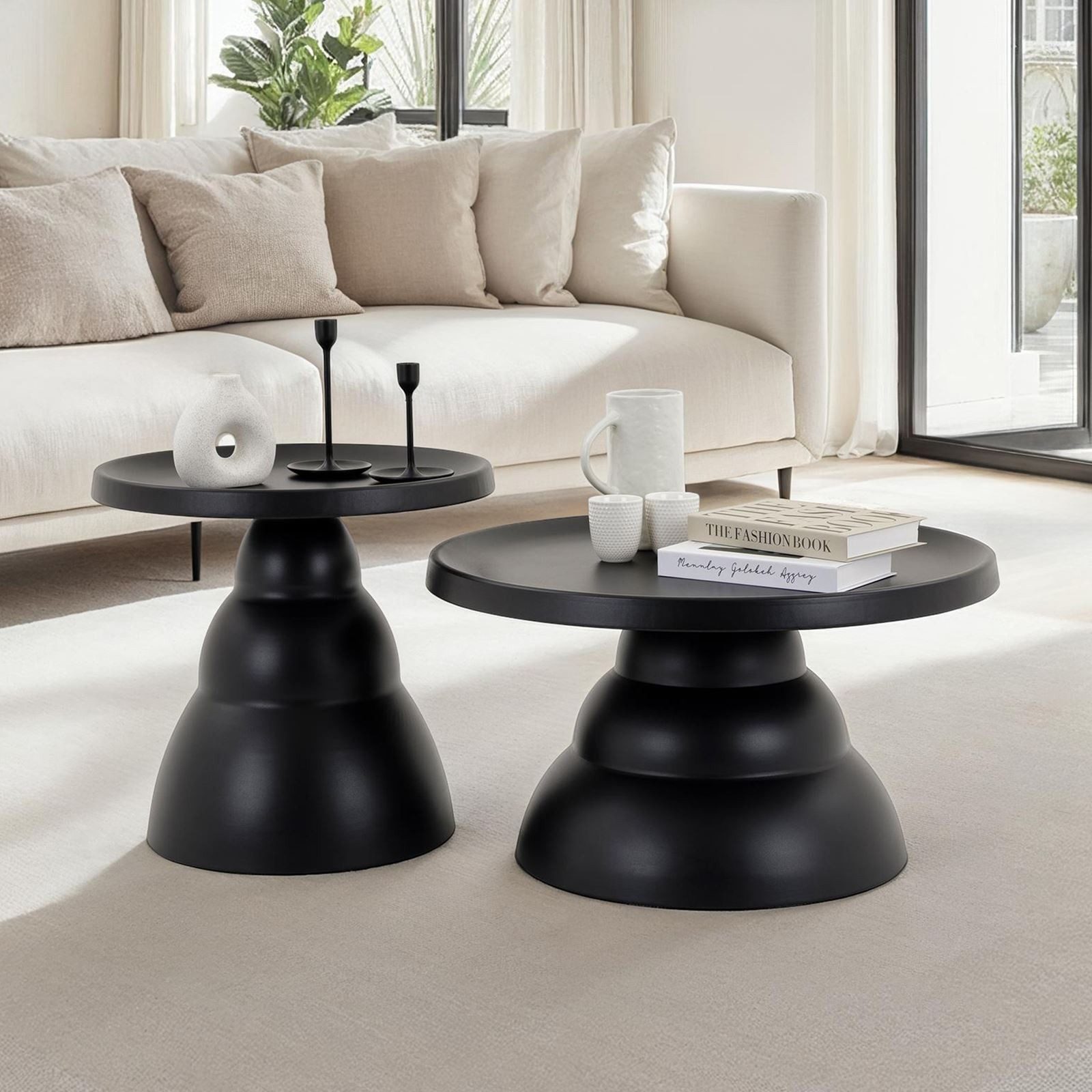 IDIMEX Couchtisch LORIS, Beistelltisch Couch 2er Set Metall rundes Design schwarz