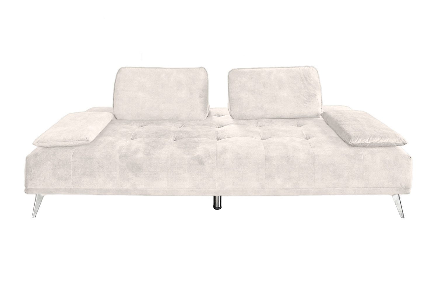 KAWOLA Schlafsofa WIOLO Velvet cremeweiß - Bequeme Liegefläche - Gästebett, Modernes Daybed mit Kissen, Schlafcouch, Wohnzimmer Sofa